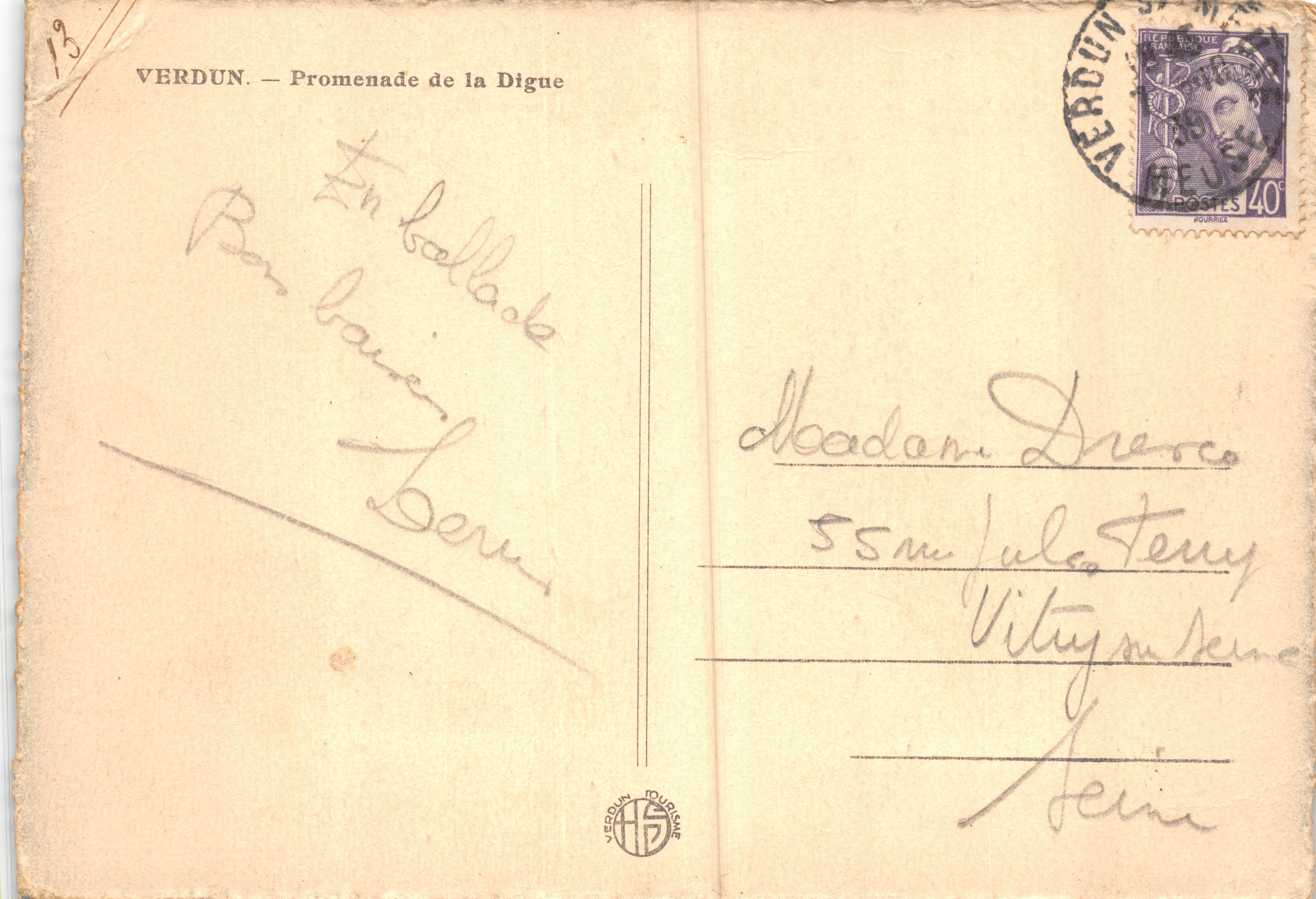 Verdun — Promenade de la Digue — editore VERDUN TOURISME — Verso