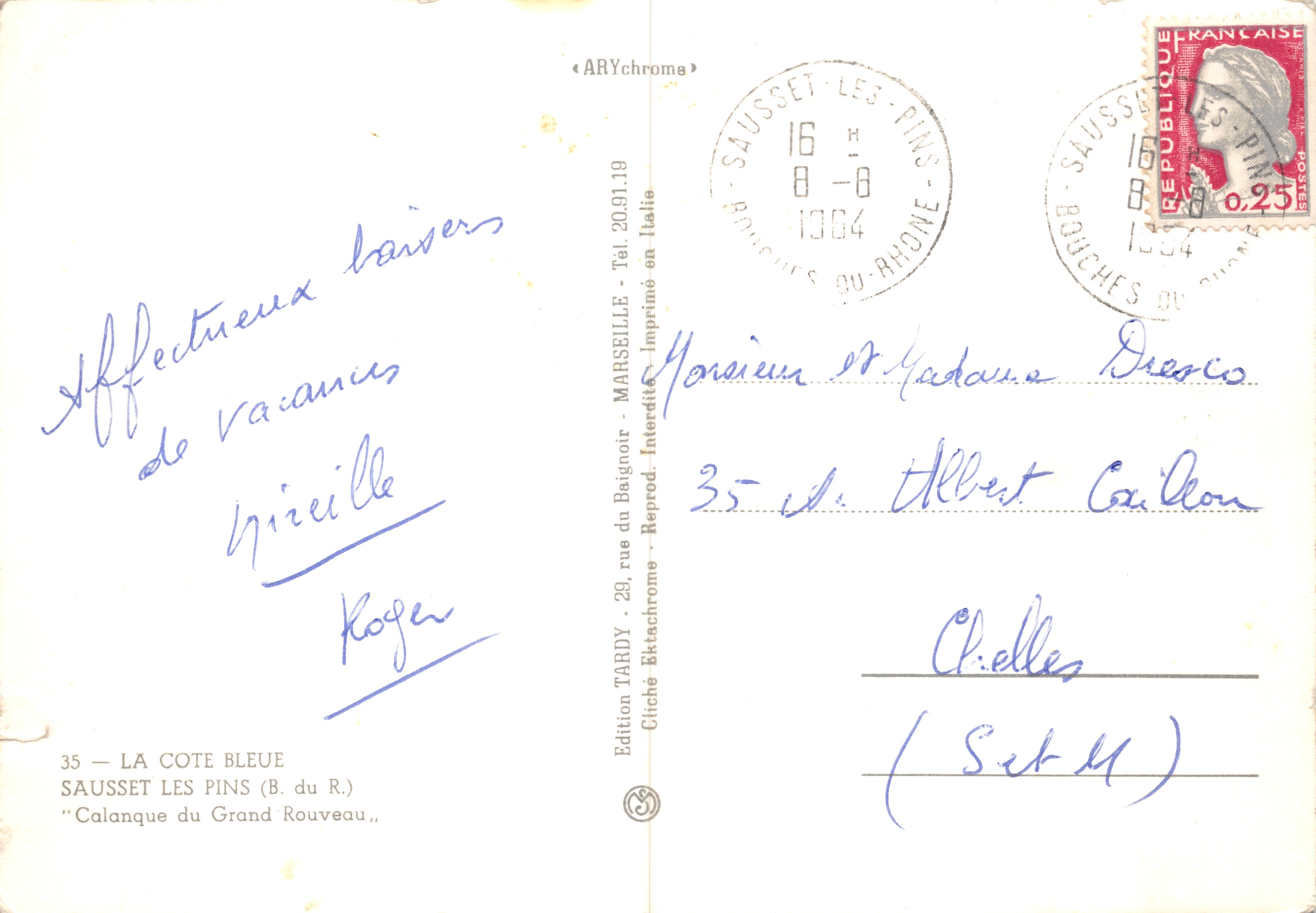 Sausset-les-Pins — vista del Grand Rouveau — Edition TARDY — Verso
