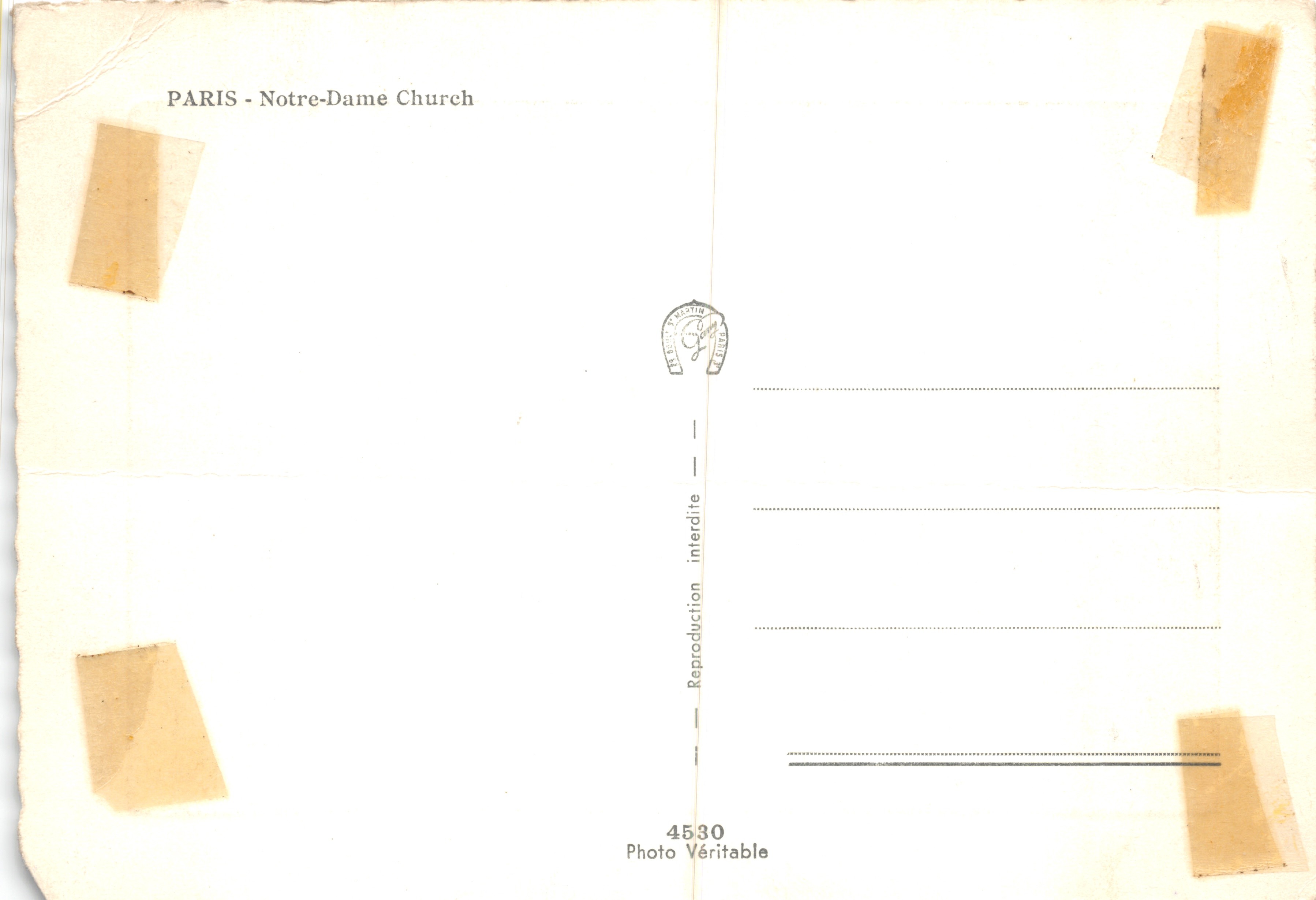 Parijs - Notre-Dame — voorgevel van de gotische kathedraal — uitgever Gamy — Achterkant
