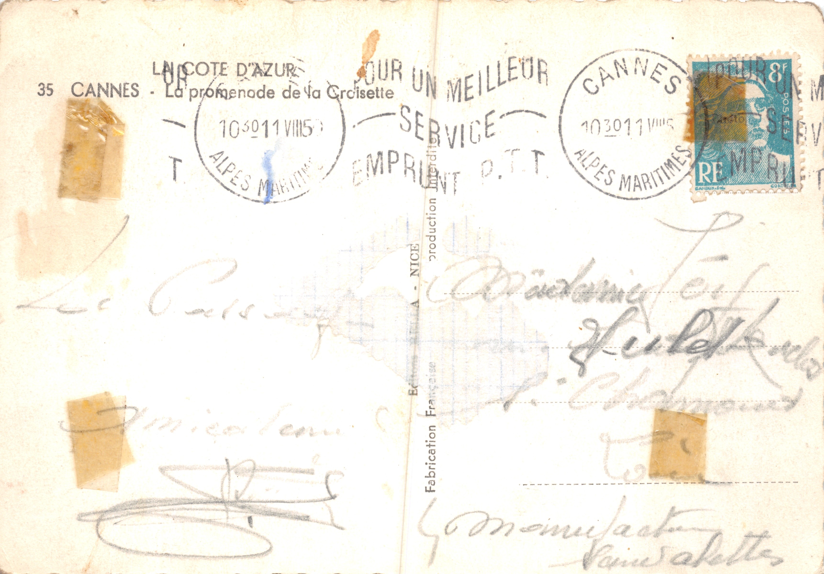 La promenade de la Croisette — uitzicht op Cannes — uitgever OAMARIN, n° 35 — Achterkant