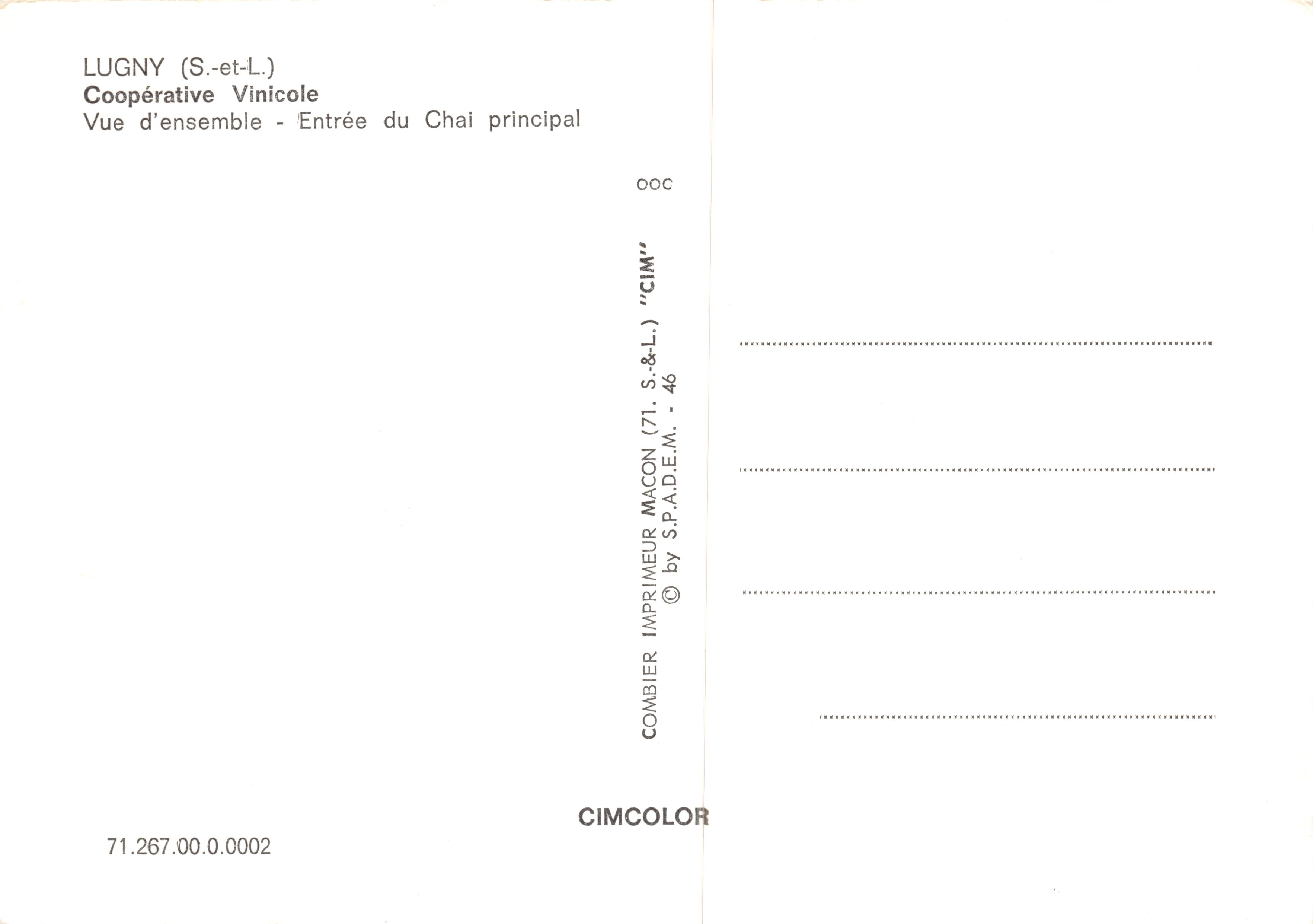 Lugny — Cooperativa Vinícola — editor CIM — Reverso