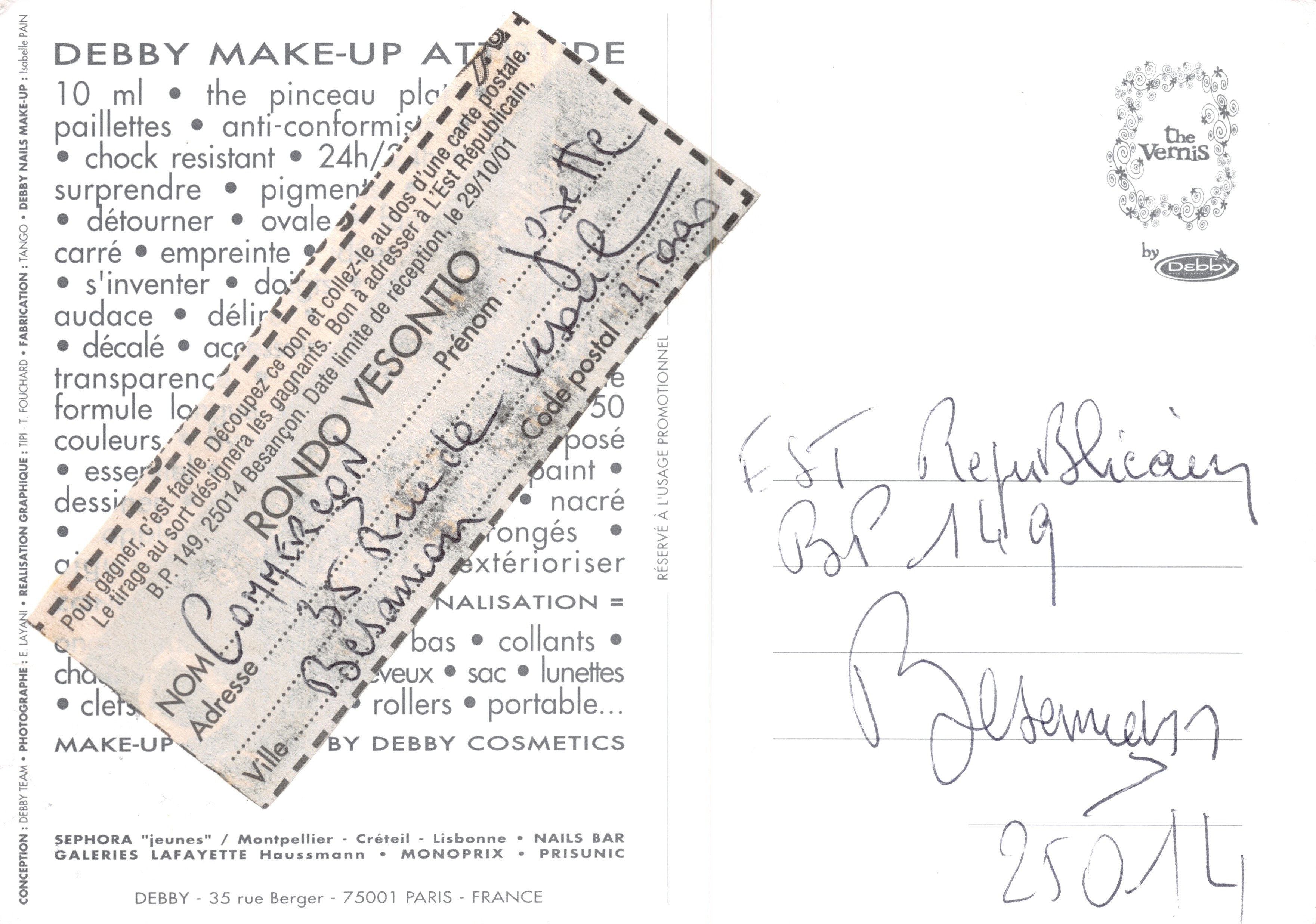 Smalto per unghie blu glitter — The Vernis by Debby — editore Debby Make-Up Attitude — Verso