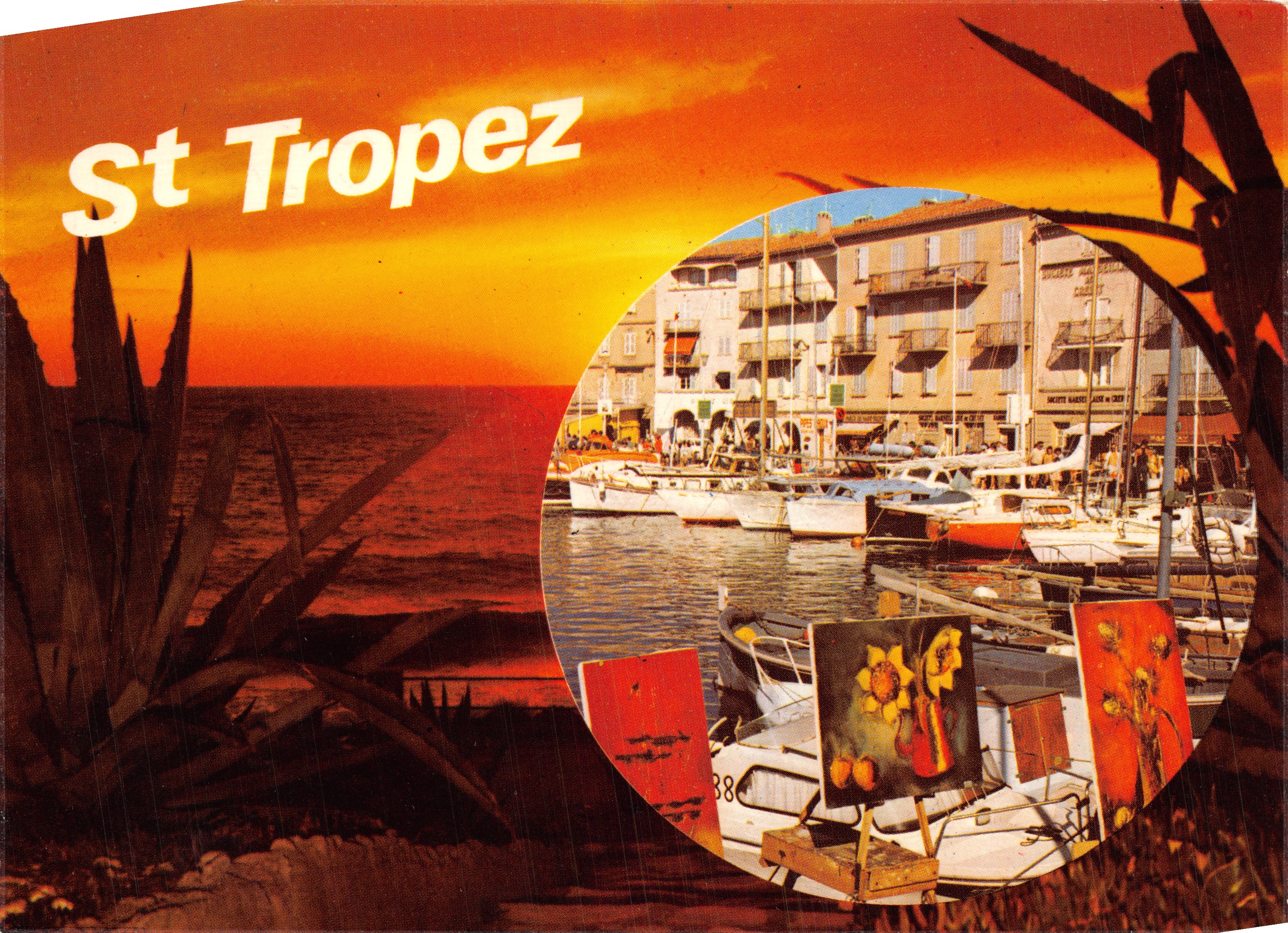 St Tropez — vue du port au coucher du soleil — Les Editions Chromé, C 638
