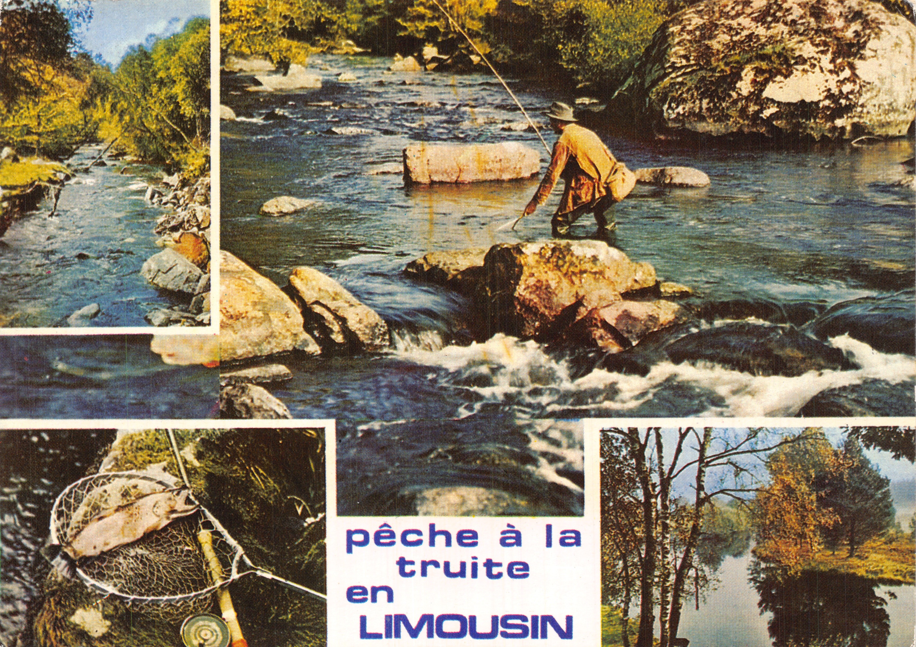 Pescar trucha en Limousin — escena de pesca de trucha en río, editor (06) Editions de Barreau