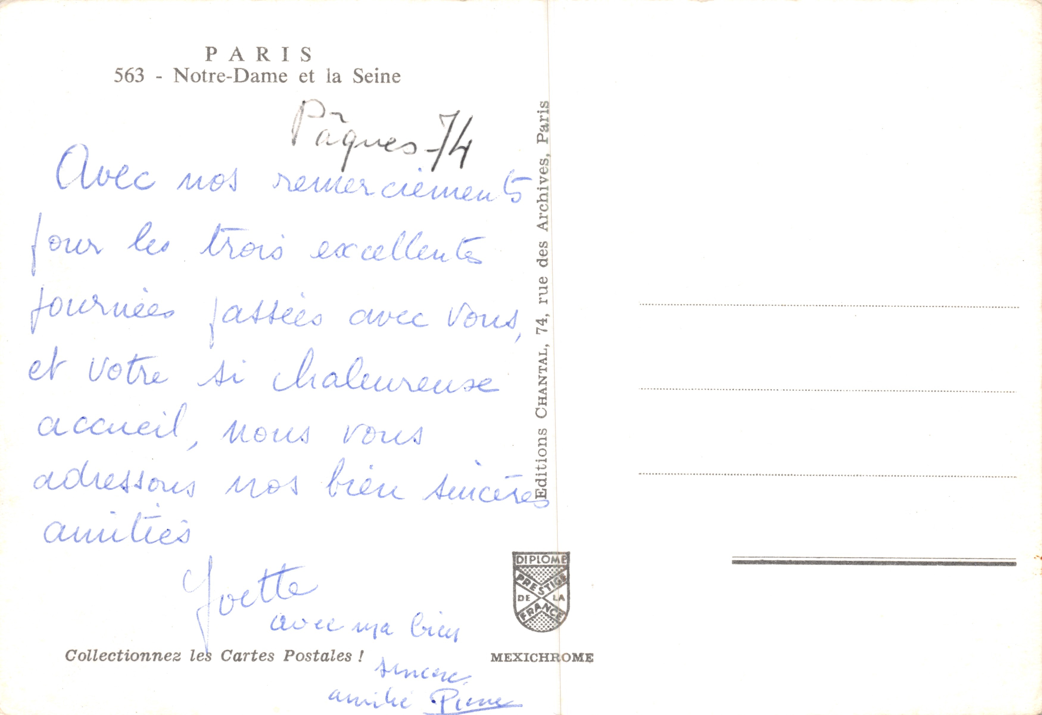 Notre-Dame van Parijs — uitzicht op de kathedraal en de Seine — uitgever IRIS — Achterkant