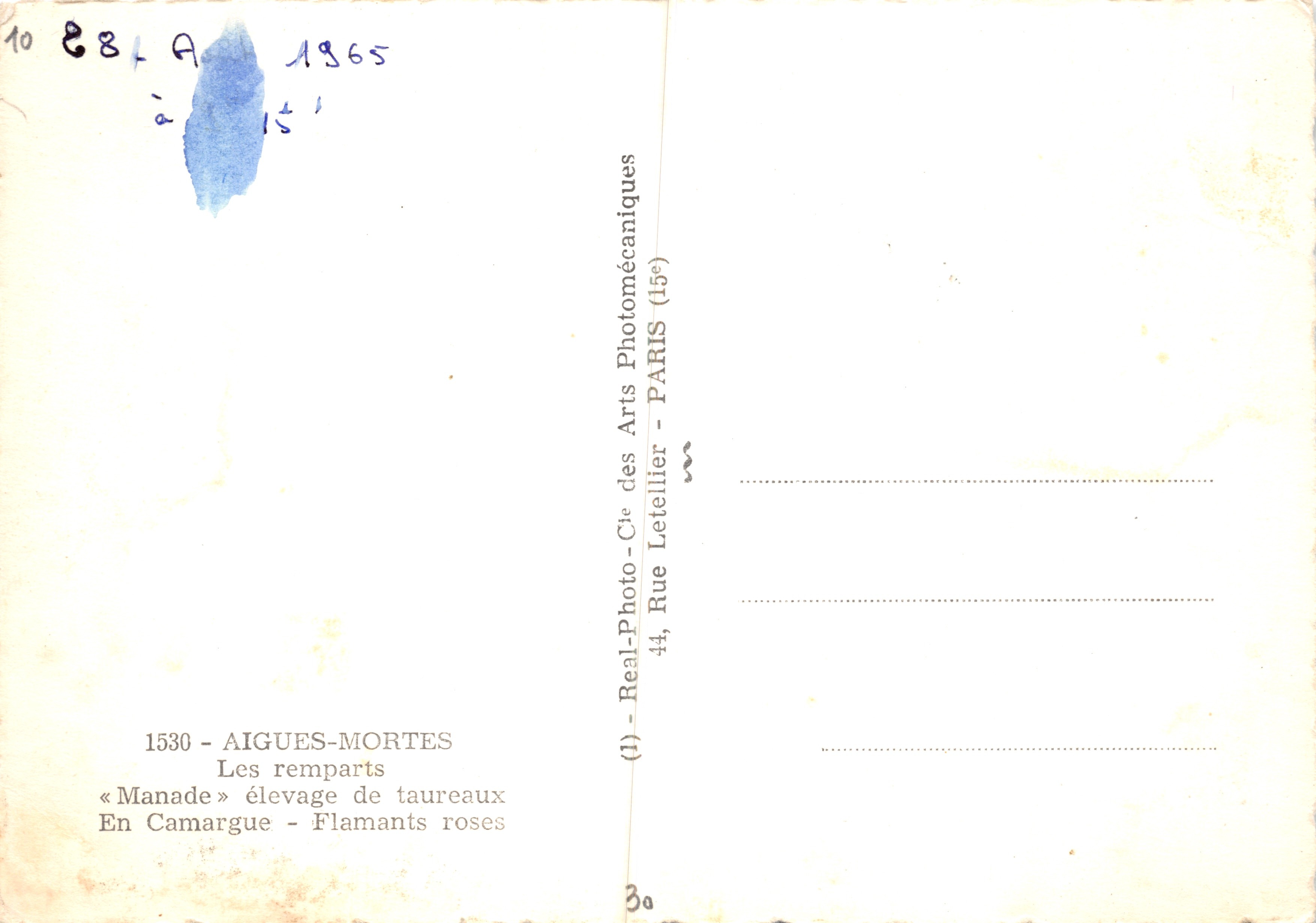 Aigues-Mortes — mura e scene di vita — editore Real-Photo-Cie des Arts Photomécaniques — Verso