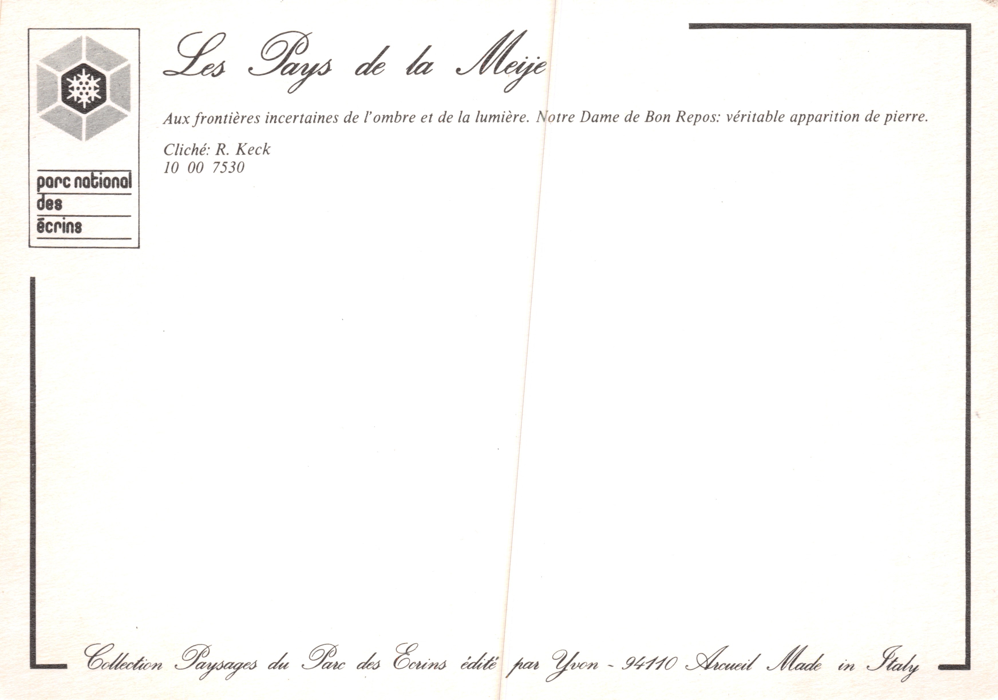 Los Países de la Meije — Notre Dame de Bon Repos — editor Yvon — Reverso