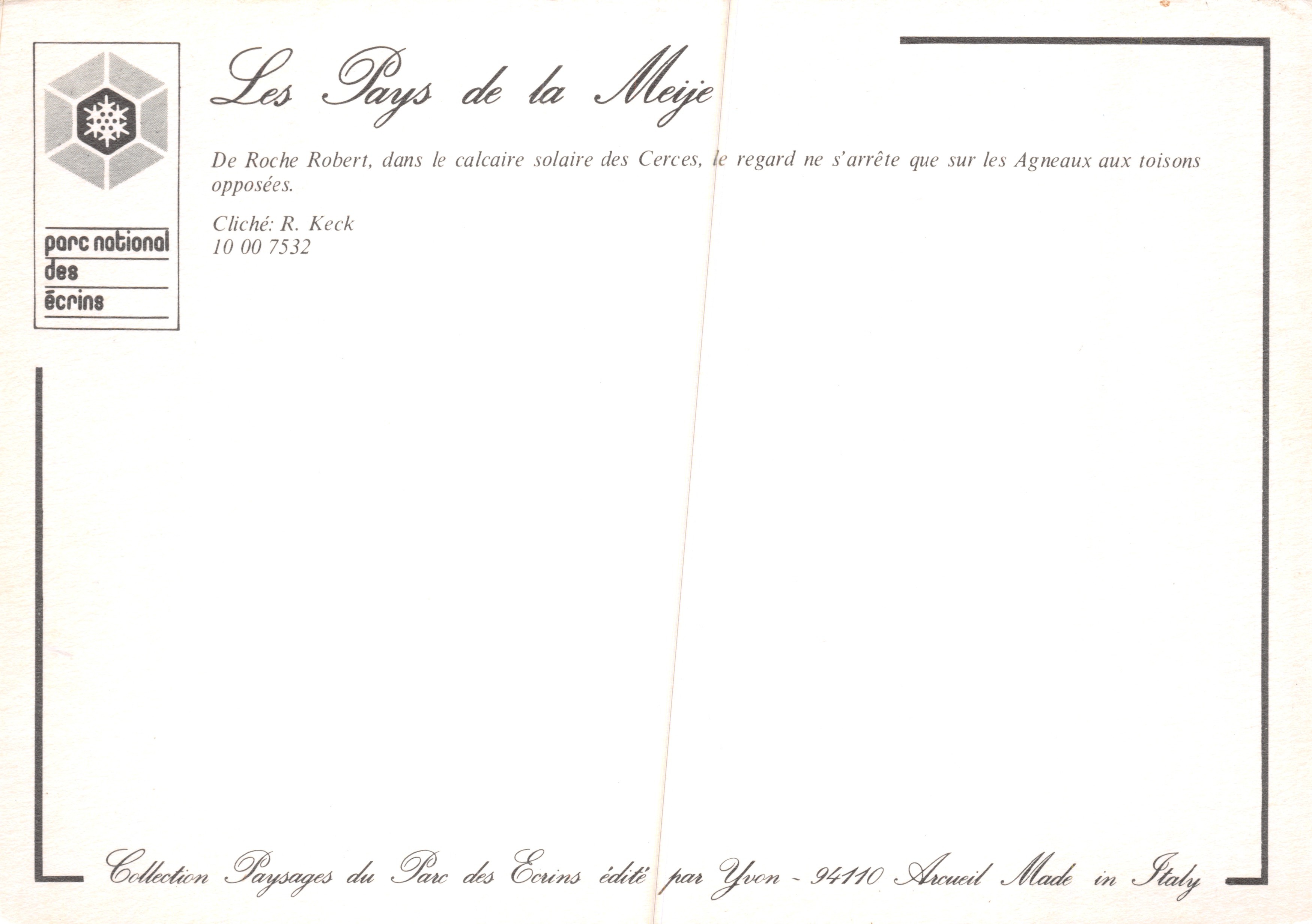 The Meije Region — National Park of the Écrins — publisher Yvon — Back