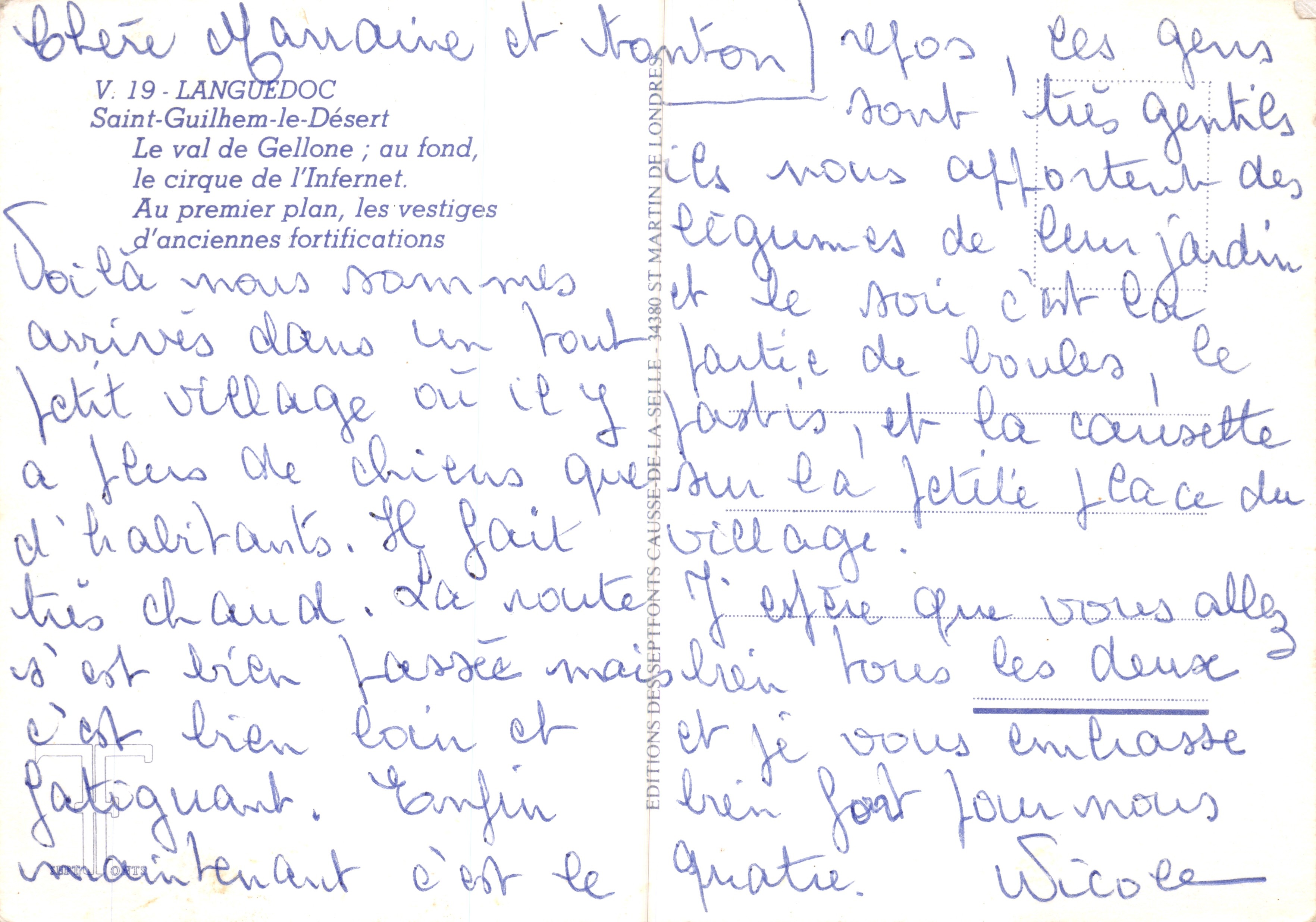 Saint-Guilhem-le-Désert — il cirque dell'Internet e rovine antiche — Éditions Des Septfontaines — Verso