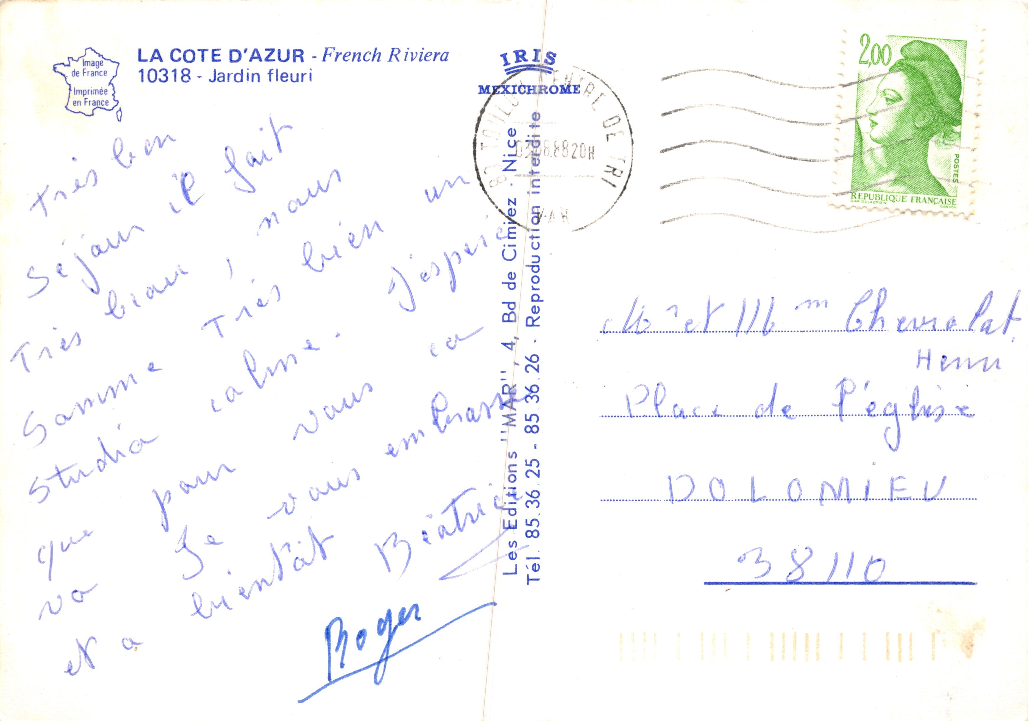 Flowered Garden — View of the Sea — Publisher IRIS — Back