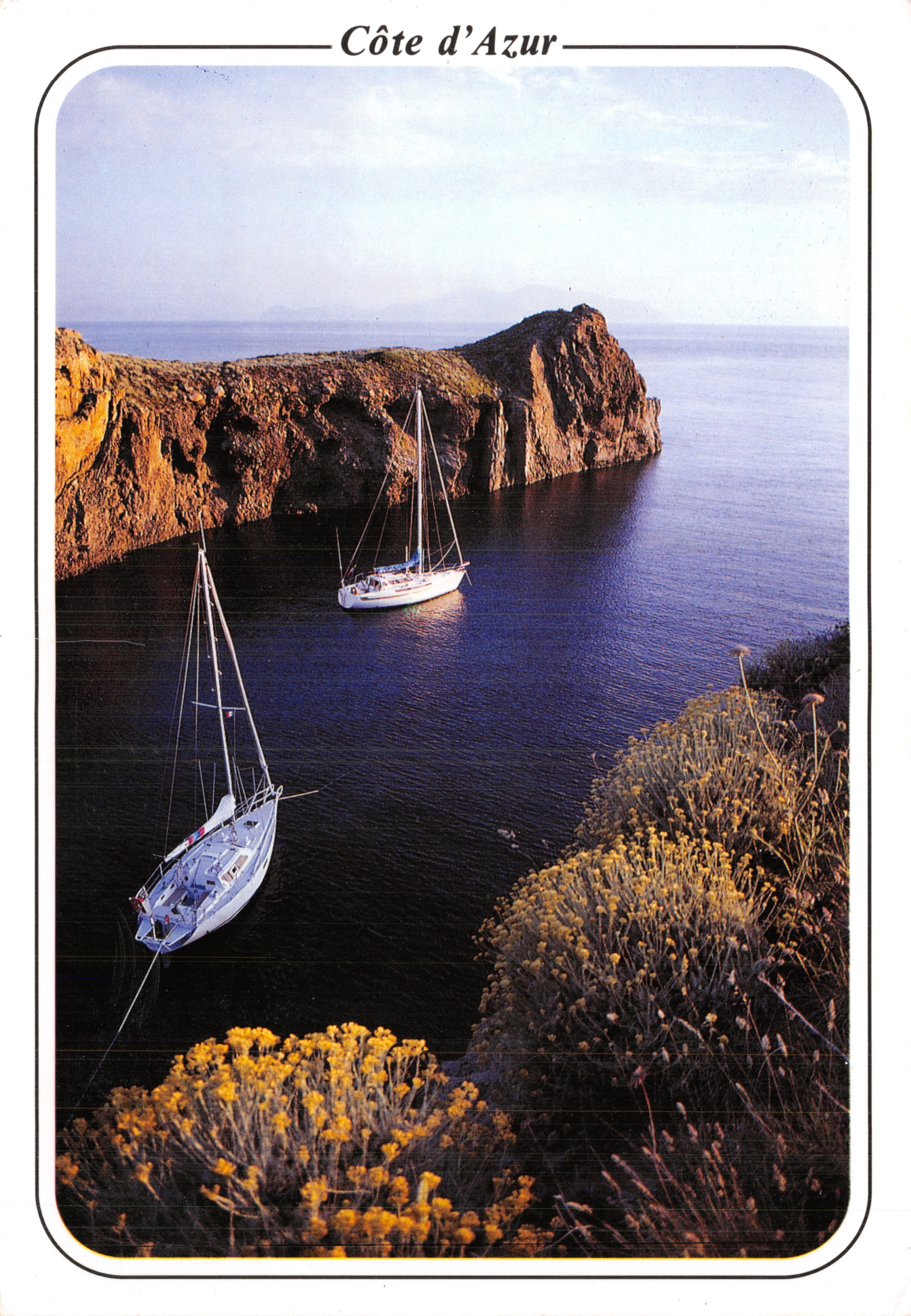Côte d'Azur — view of a calanque with sailboats — publisher Pavillon Bleu d'Europe