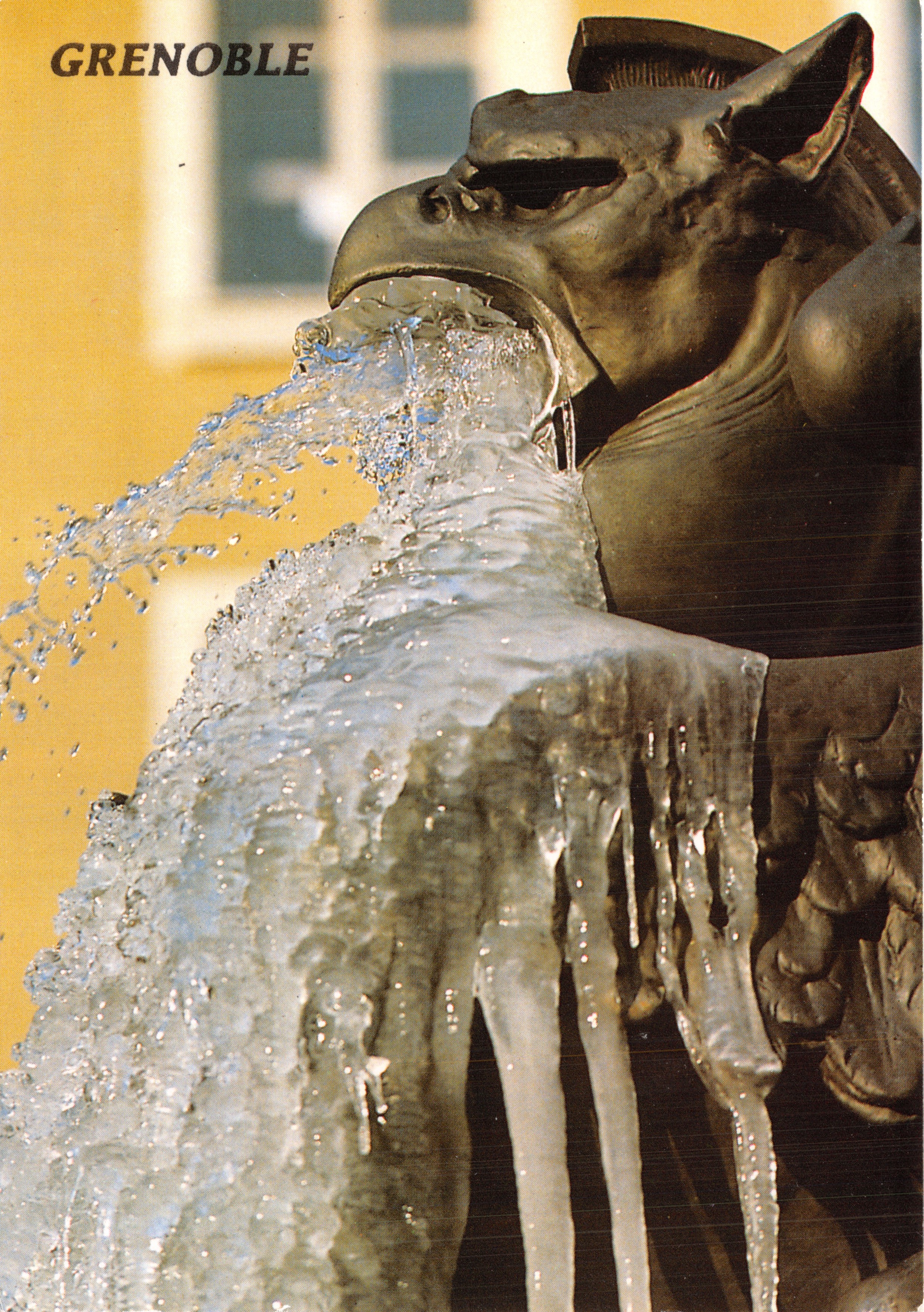 Grenoble — Fontaine de la Place Notre-Dame avec gueule de gargouille et glace — Éditions Flash'Cartes