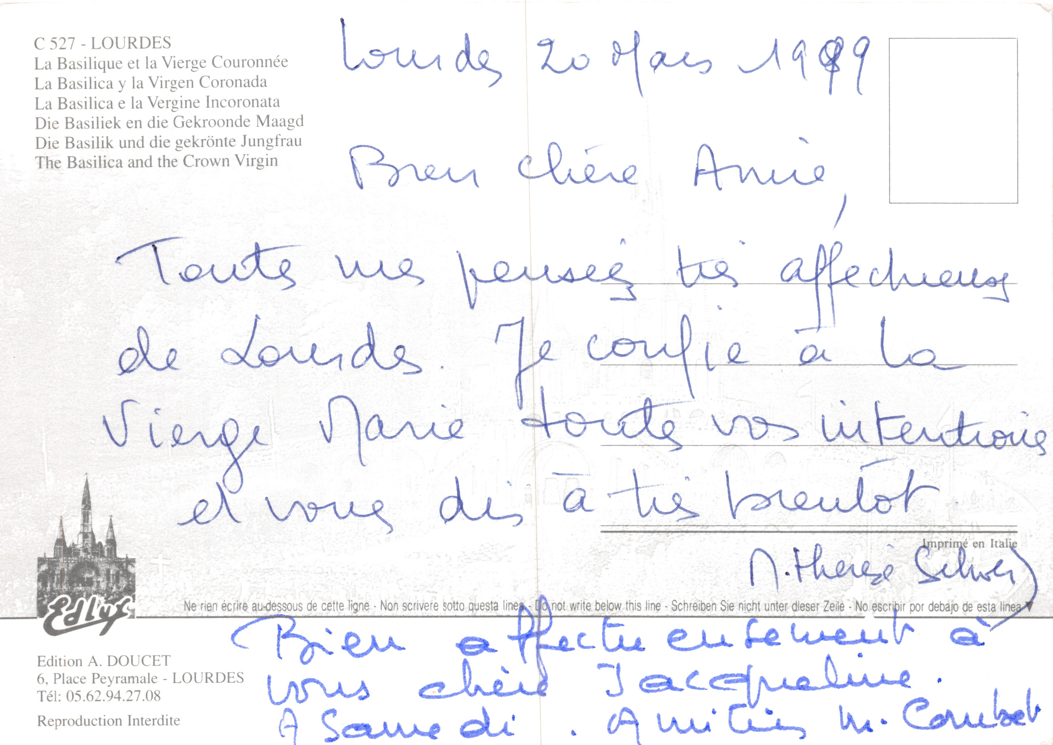 Lourdes — Basílica de Notre-Dame de la Compasión — Edición A. DOUCET — Reverso