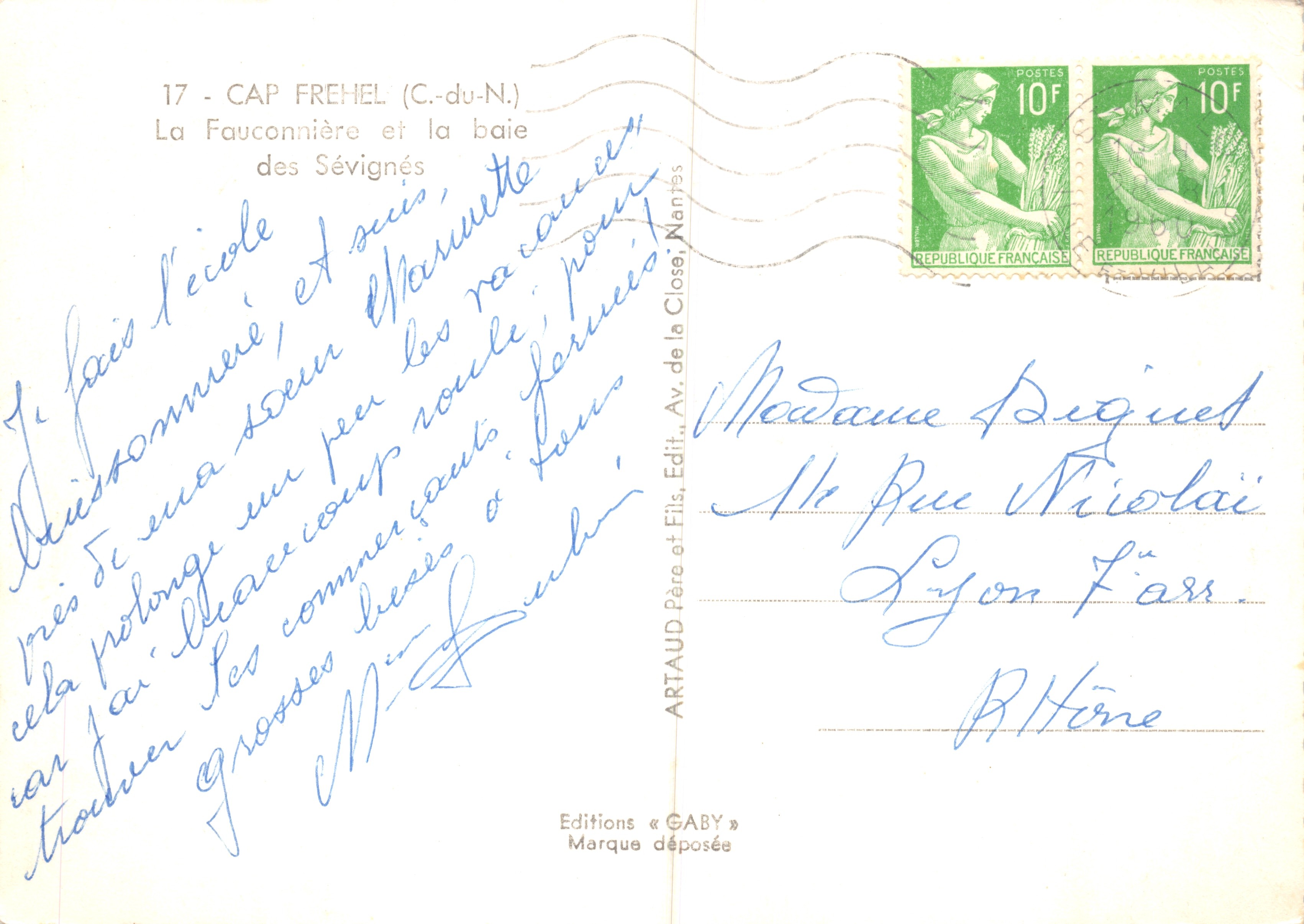 Cap Fréhel — La Fauconnière e la baia dei Sévignés — Editions Gaby, Nantes — Verso