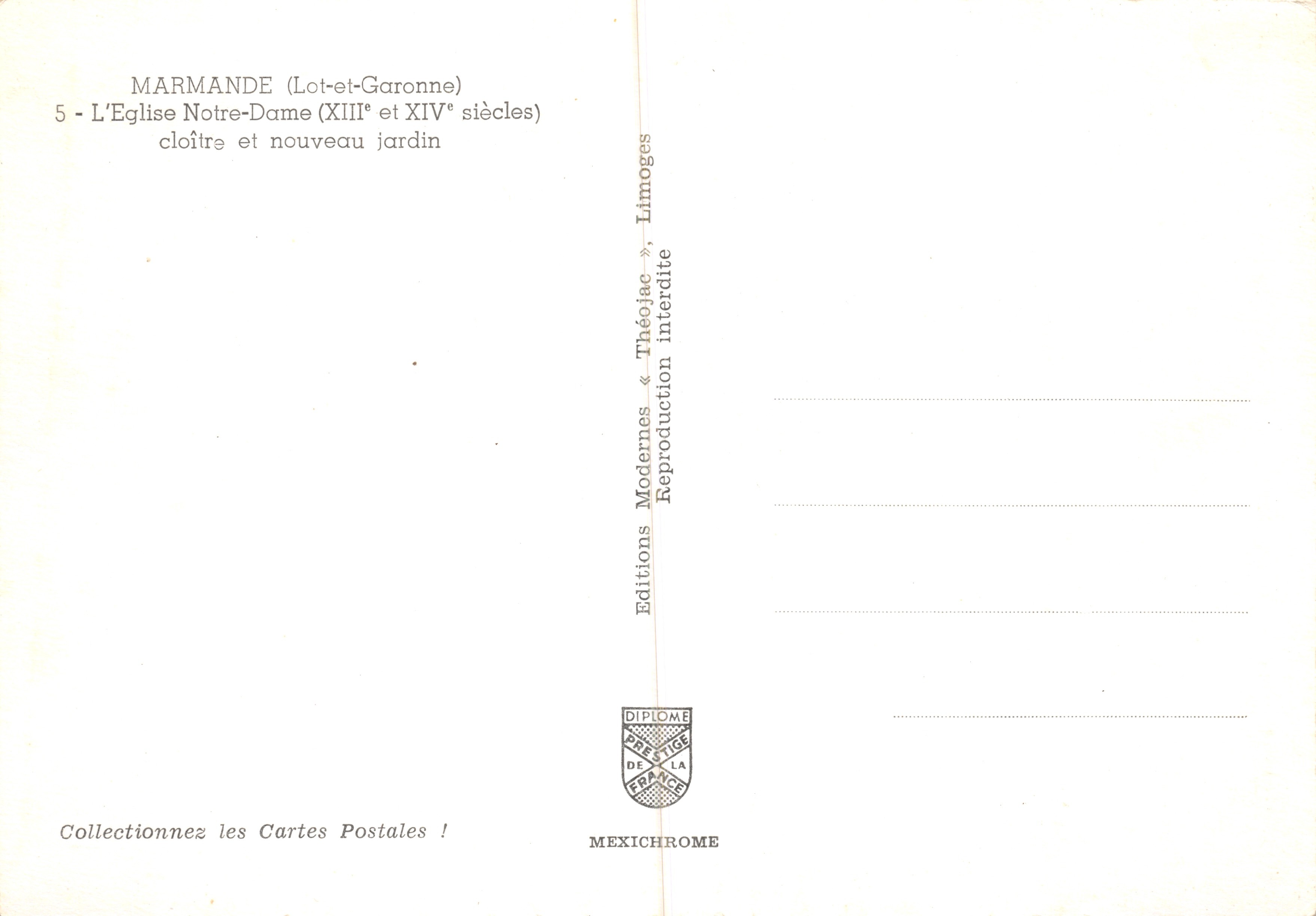 Marmagne — Kerk Notre-Dame en tuin (13e-14e eeuw) — Moderne Uitgaven « Théojae » — Achterkant