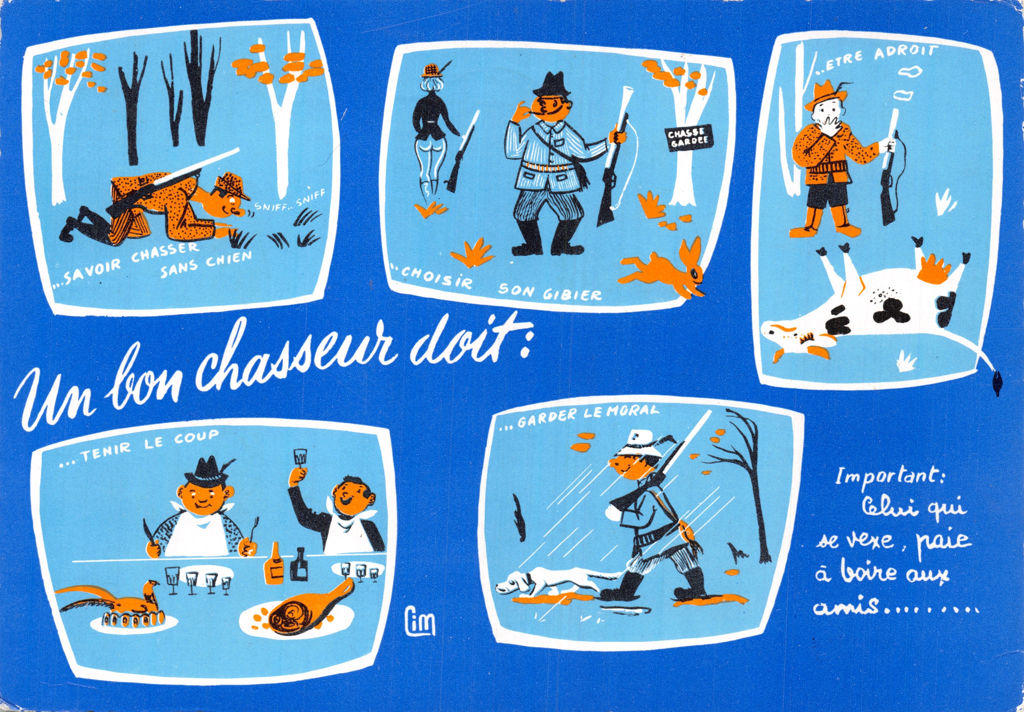 Un buen cazador debe: — consejos ilustrados — editor COMBIBIER (S.-et-L.) 'CIM' n°6