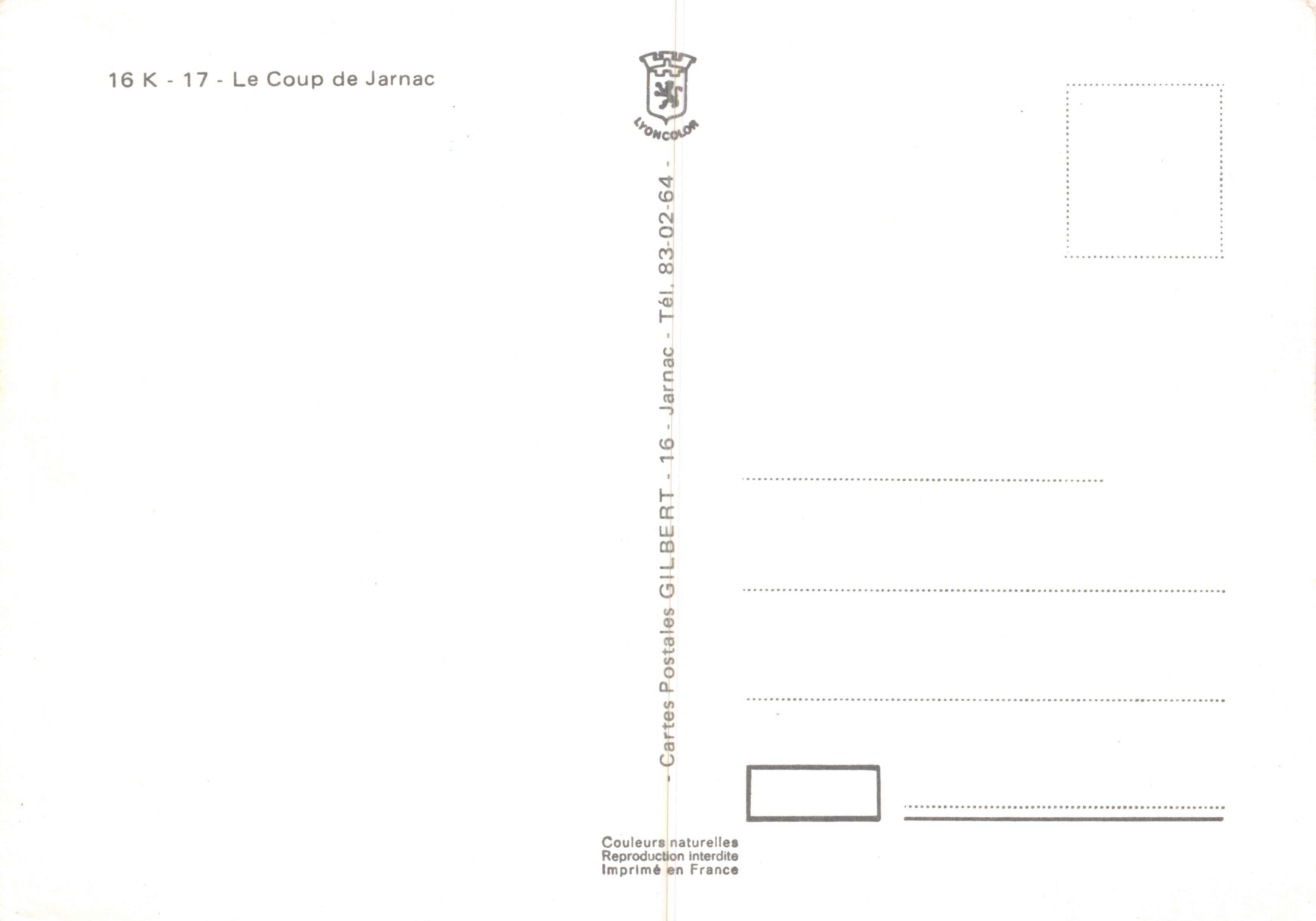 De Jarnac-stoot — duel tussen Guy Chabot en François de Vivonne — uitgever LYONCOLOR, n° 16 K - 17 — Achterkant