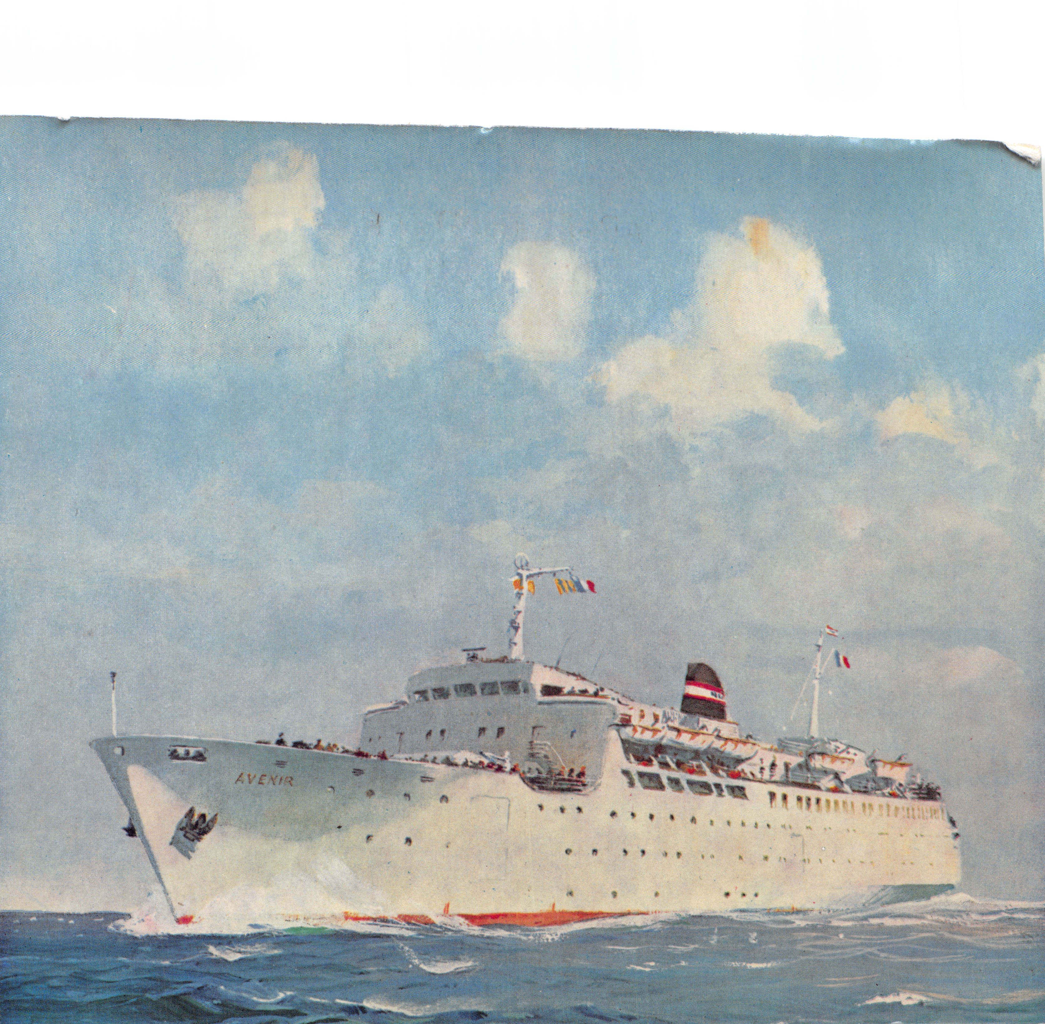 El nuevo ferry "Avenir" — acuarela de Roger Chapelet