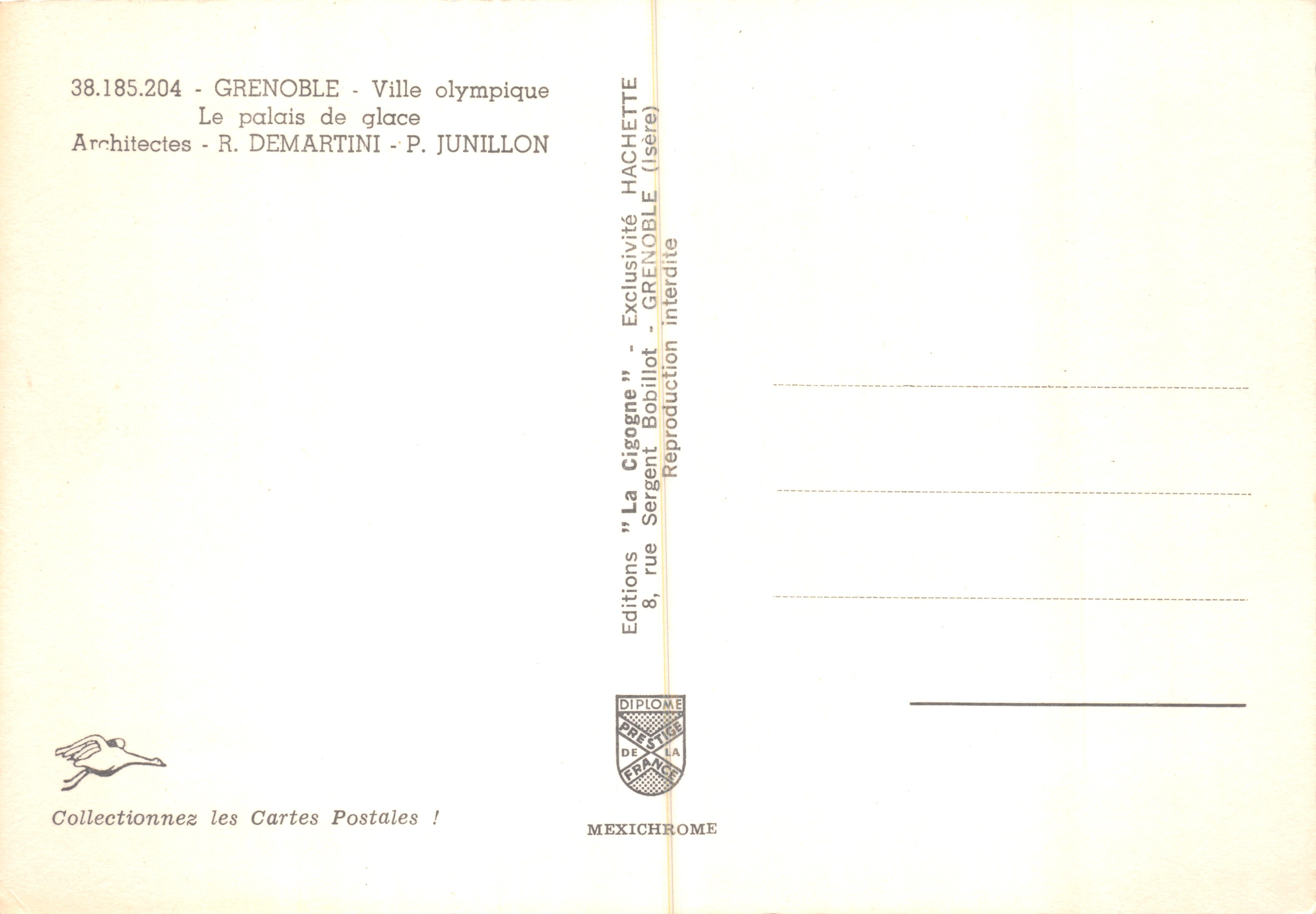 Grenoble — Palacio de hielo — Editor IRIS — Reverso