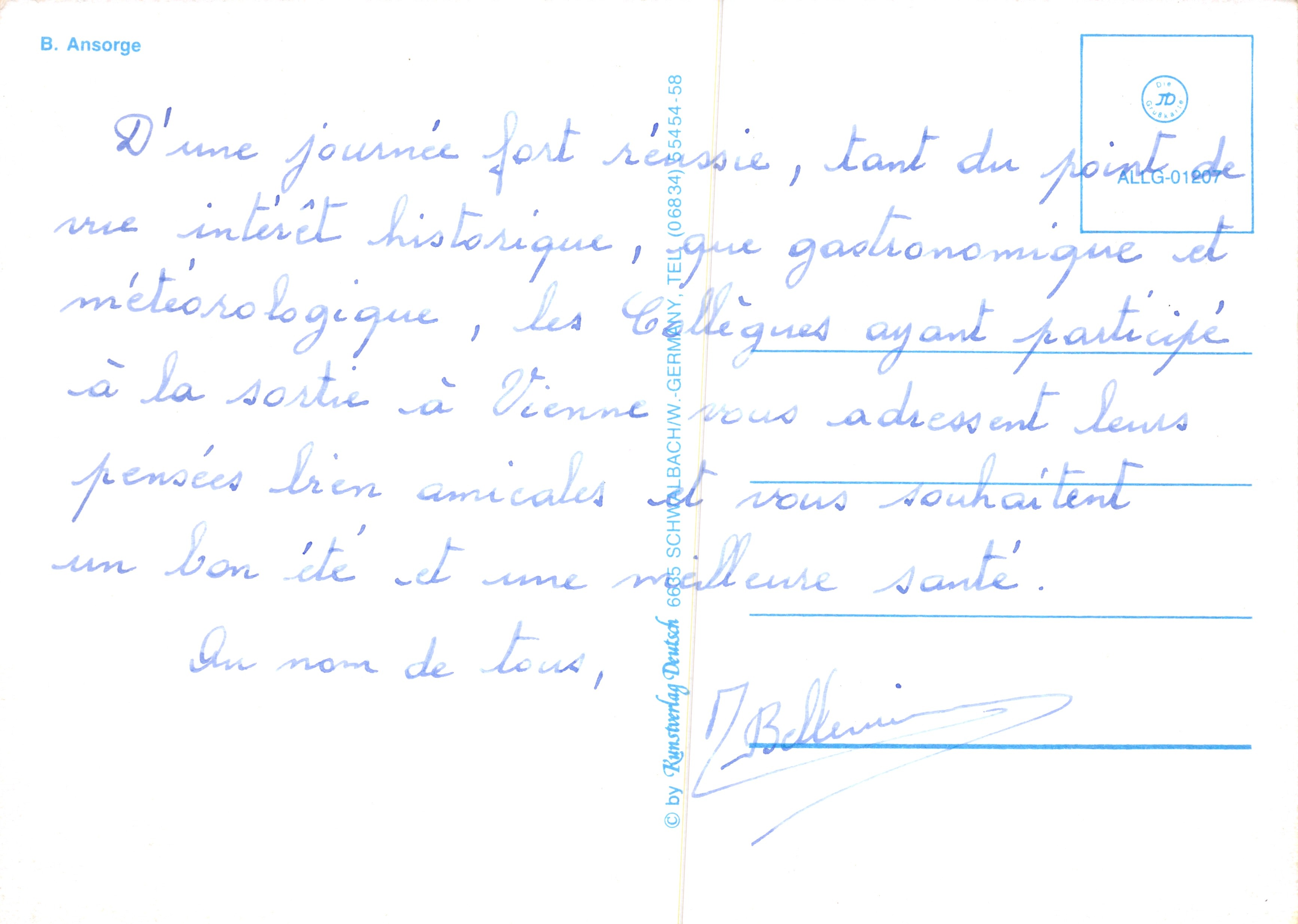 Rotes Haus auf einem Hügel — Szene mit fliegenden Vögeln — Verlag ALCCG, Nr. 5454-58 — Rückseite