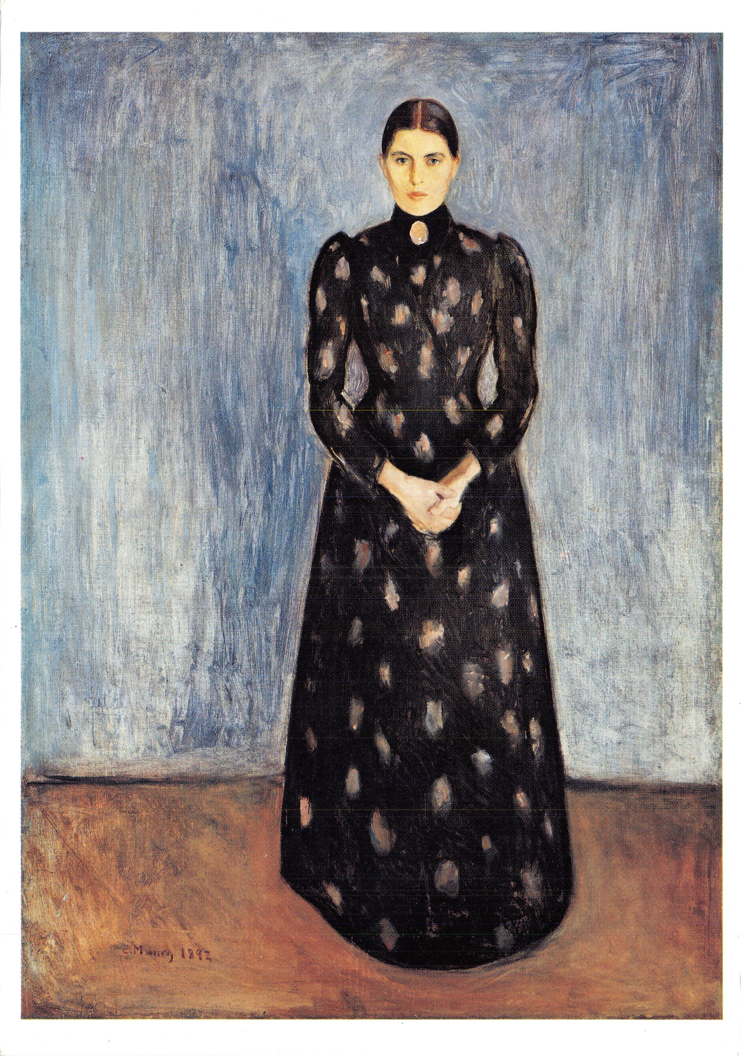 Woman in a black polka-dot dress — portrait of Edvard Munch — publisher Réunion des musées nationaux, n° IC-00-5856