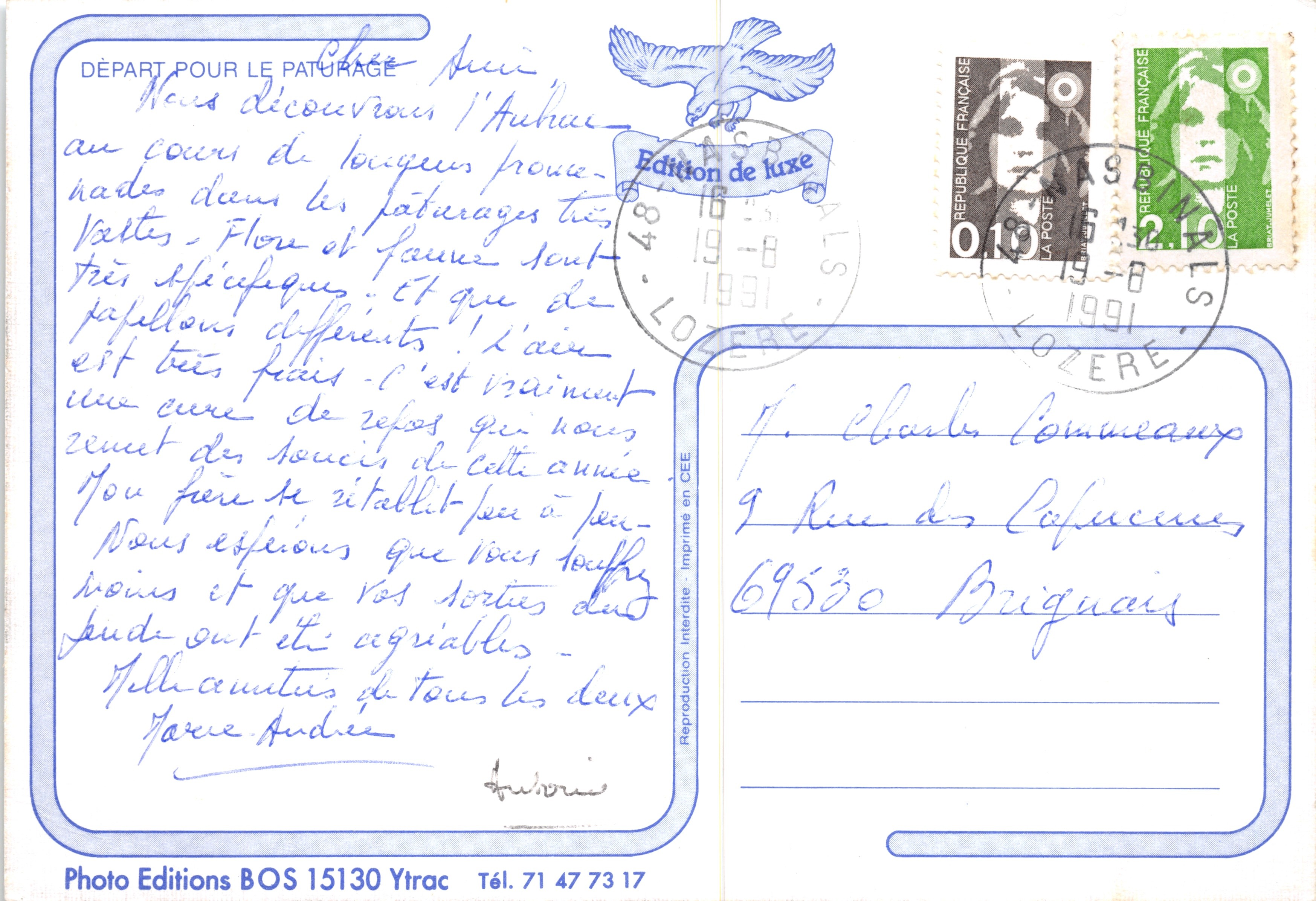 Pascua de ovejas — casa de piedra en las montañas — Photo Editions BOS 15130 Ytrac — Reverso