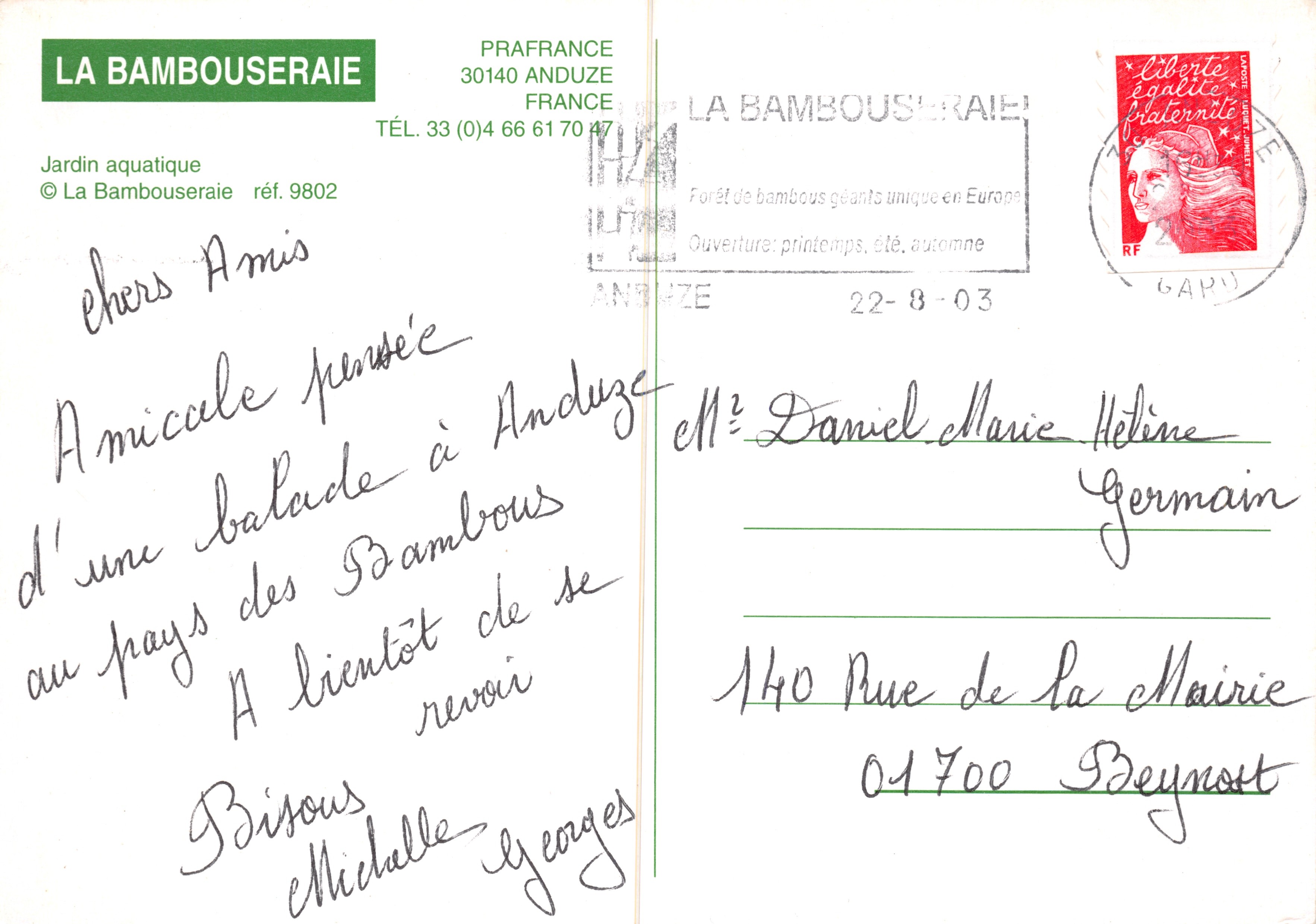 Jardin aquatique — La Bambouseraie — éditeur LA BAMBOUSERAIE, réf. 9802 — Achterkant
