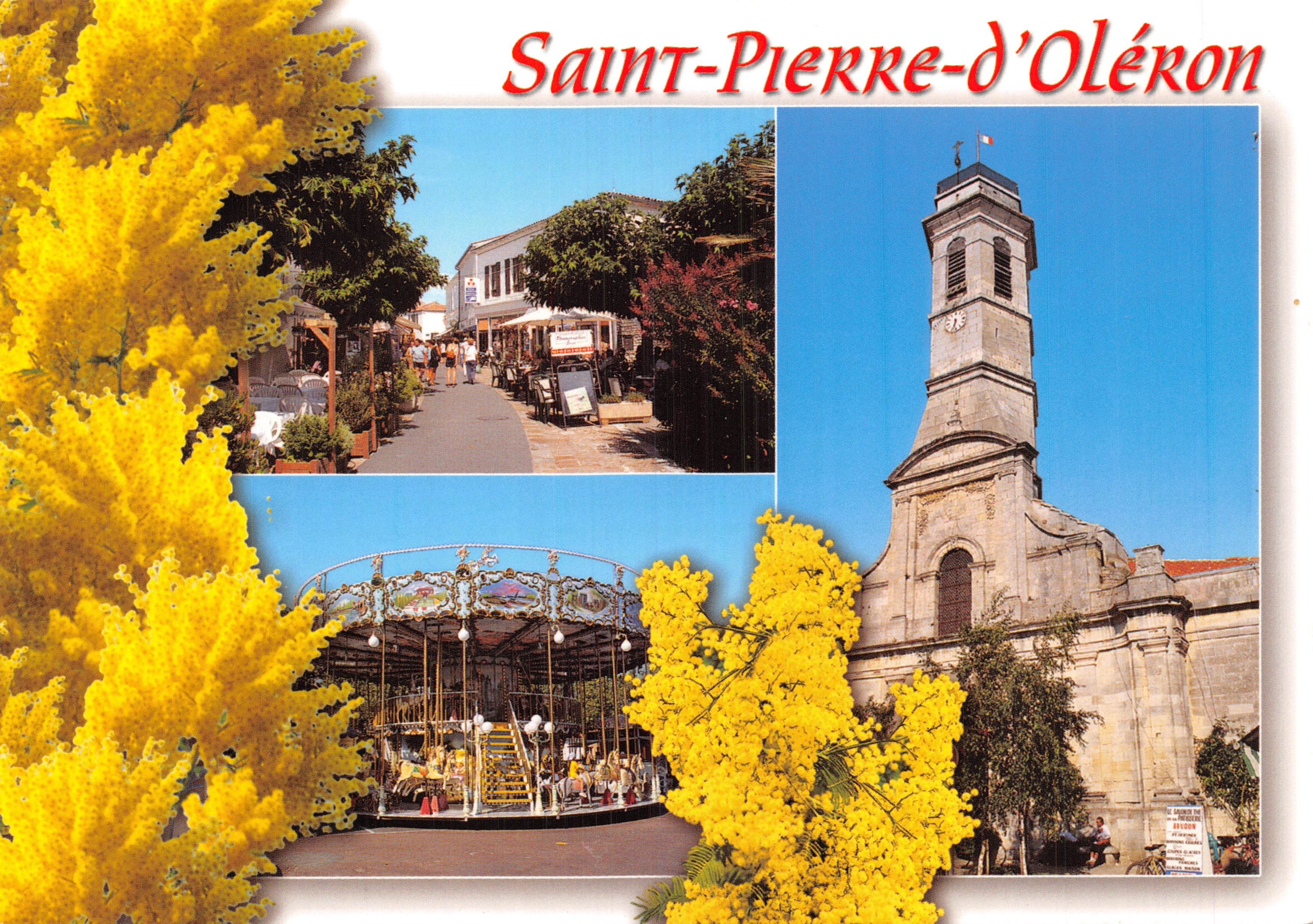 Saint-Pierre-d'Oléron — uitzicht op de plein met draaibaar, winkelstraat en kerk — uitgever AS de Cœur