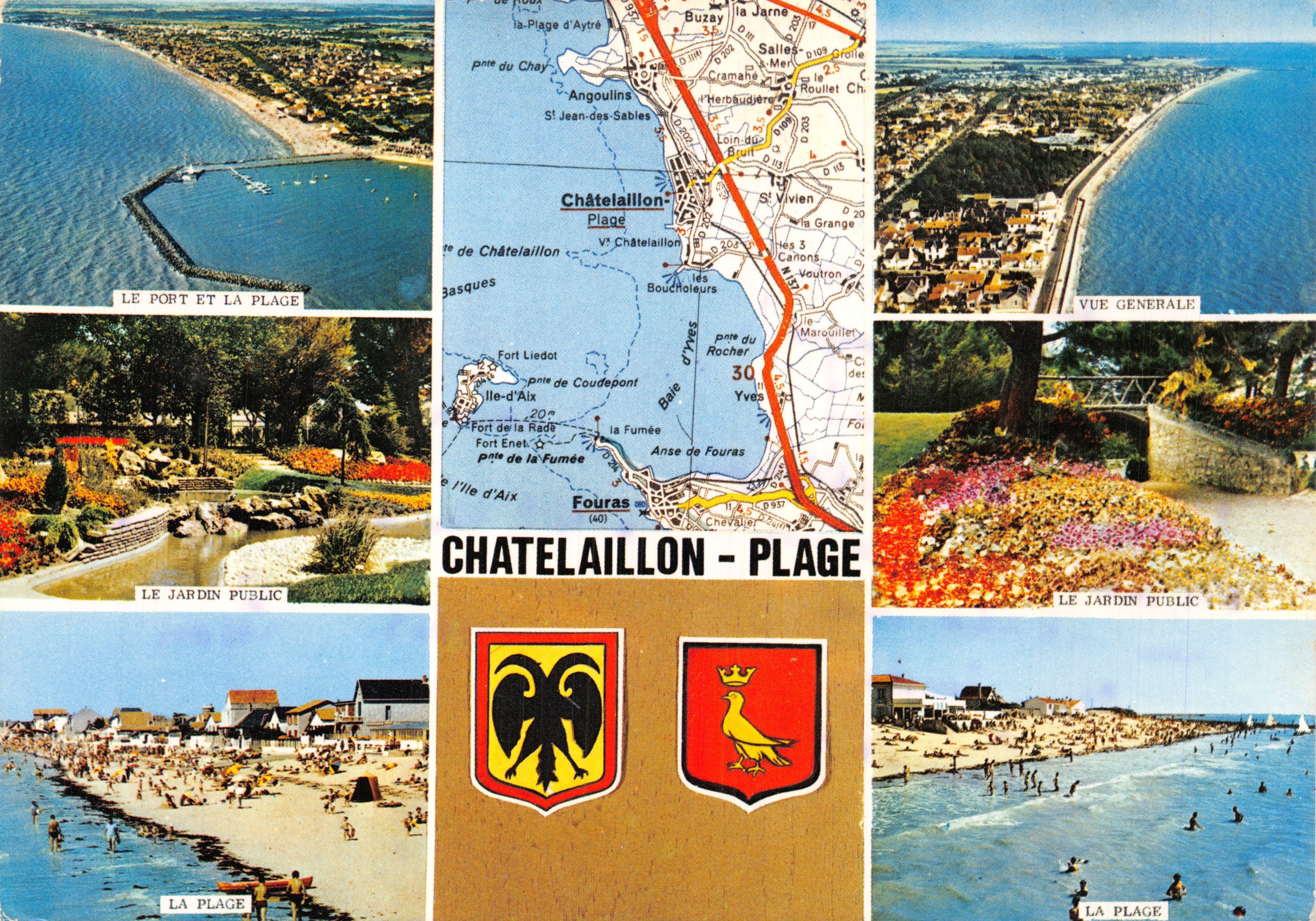 Châtelaillyon-Plage — vista generale, porto, giardino pubblico e spiaggia — editore Couleurs Naturelles, n. 101