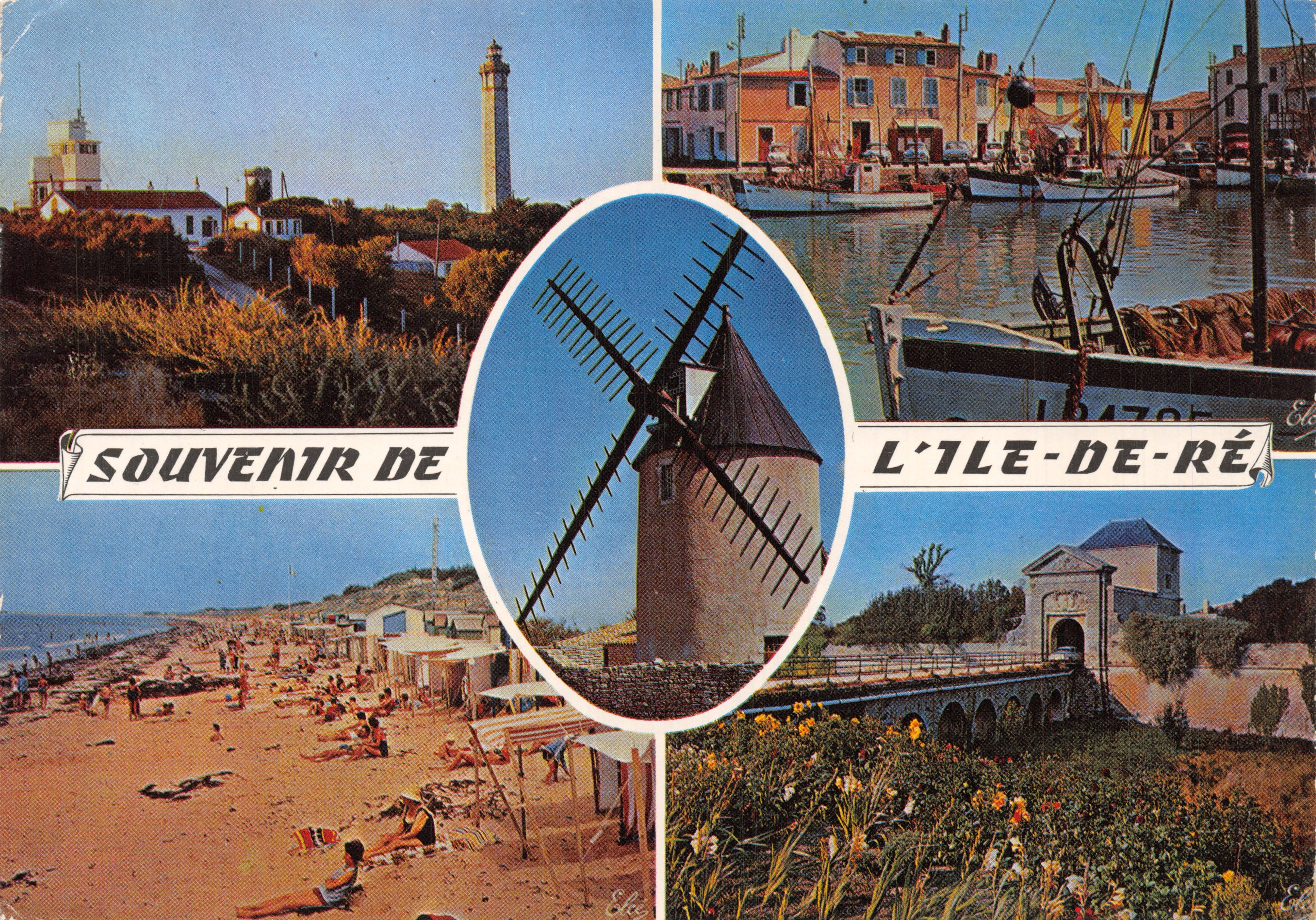 De Île-de-Ré — lichttoren, haven, molen en strand — Éditeur Élécœen
