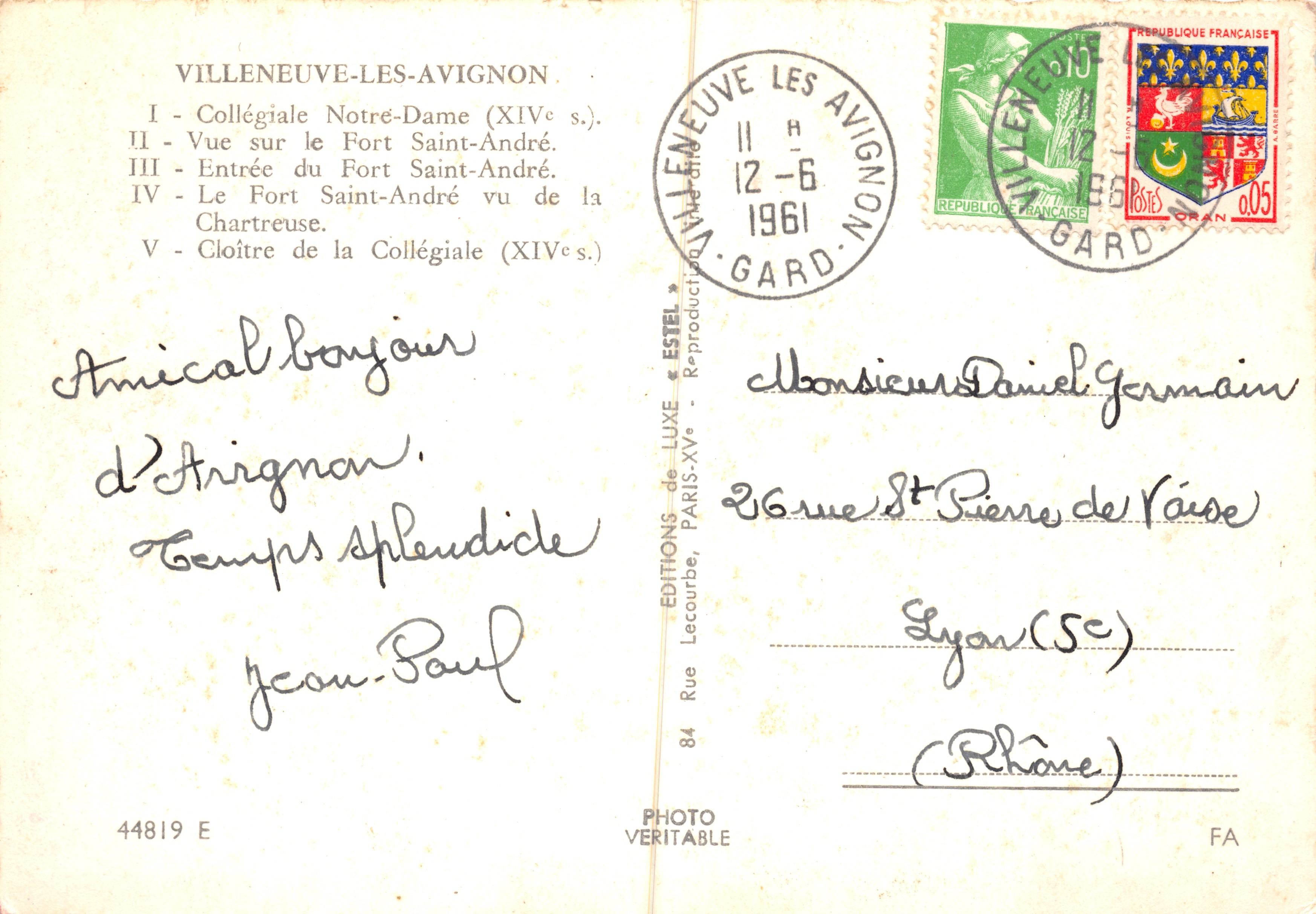 Villeneuve-lès-Avignon — Panoramablick und historische Stätten — Éditions de Luxe, Paris — Rückseite