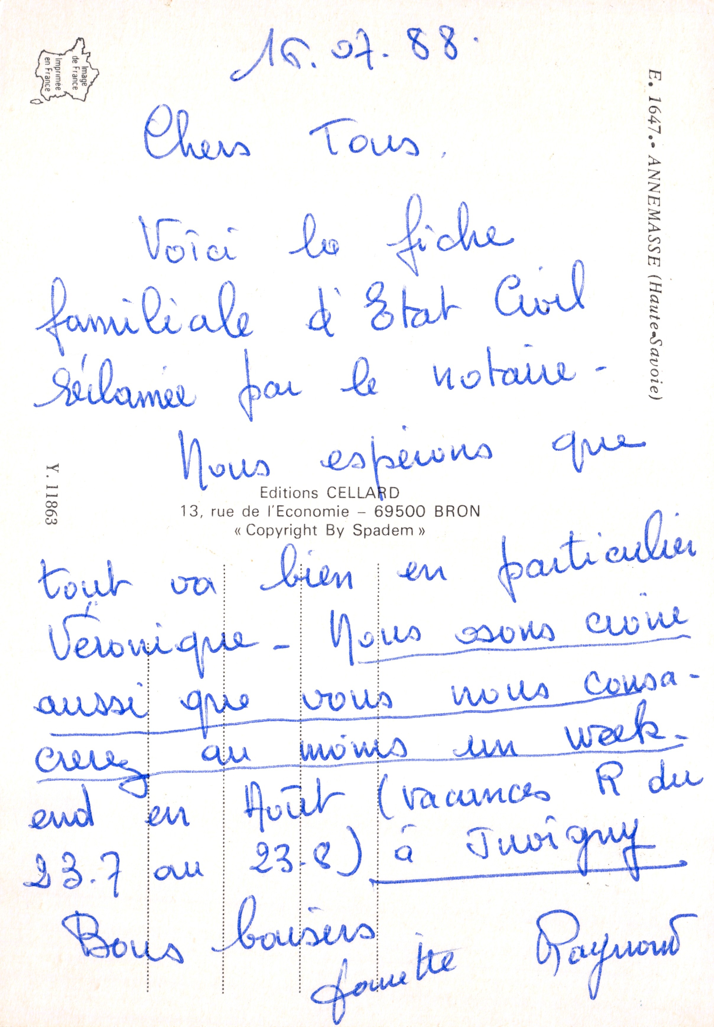 Annemasse — Porte de Genève et du Leman — Éditeur ANNE MASSE — Verso