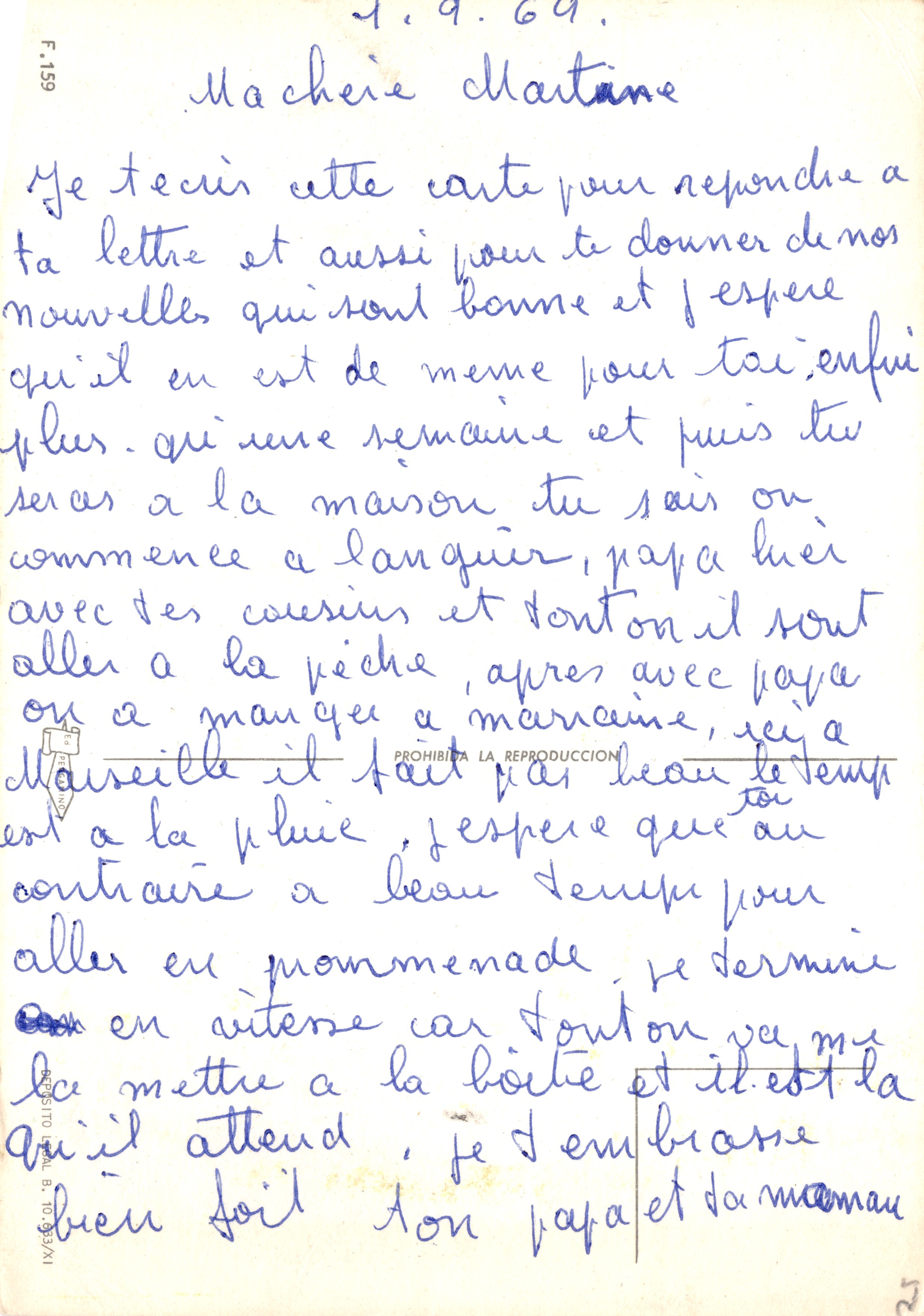 Enfant pêchant avec des chiots — scène d'été — éditeur Peralla — Verso