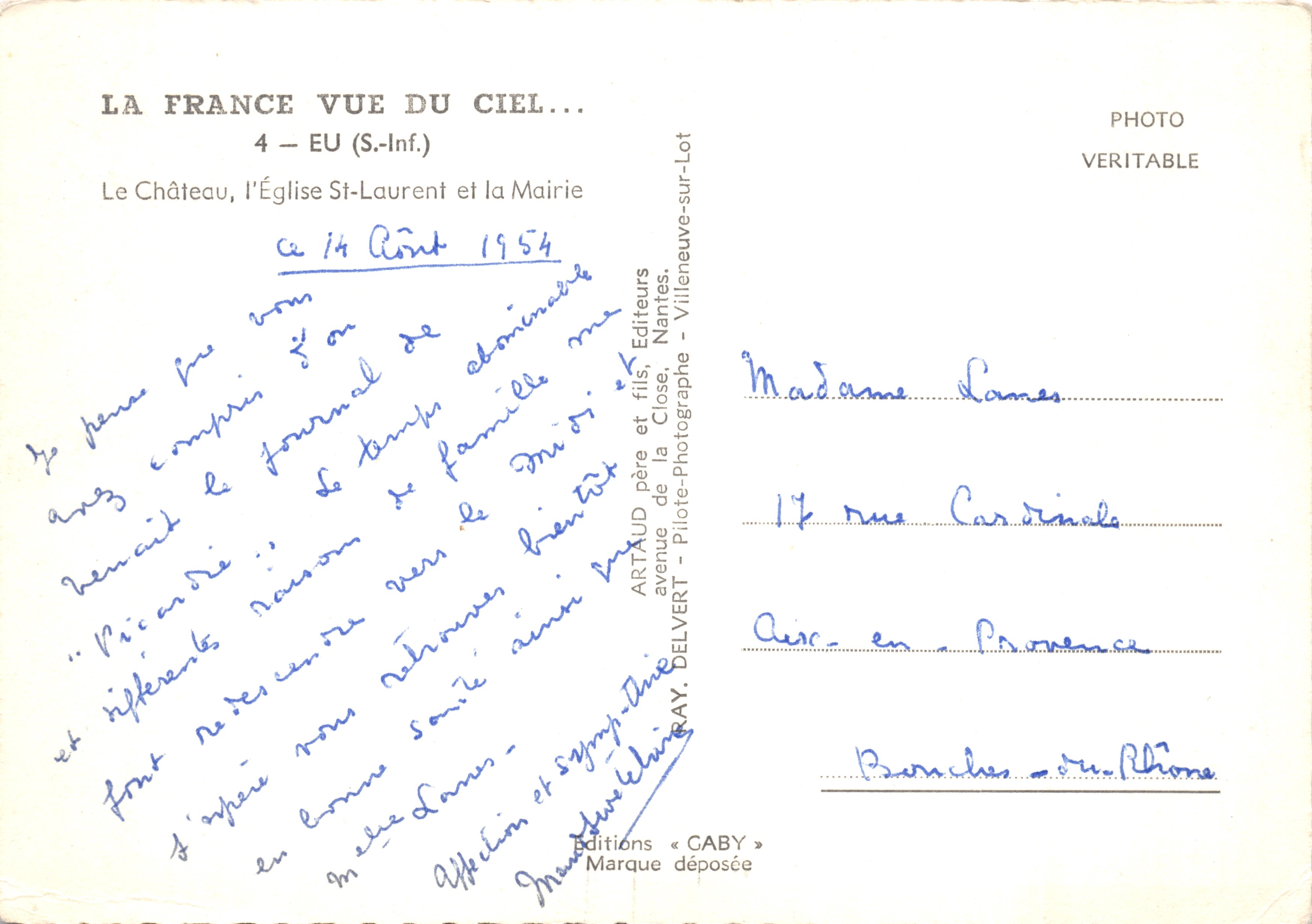 Villeneuve-sur-Lot — The Castle, Saint-Laurent Church and Town Hall — Editions Caby — Back