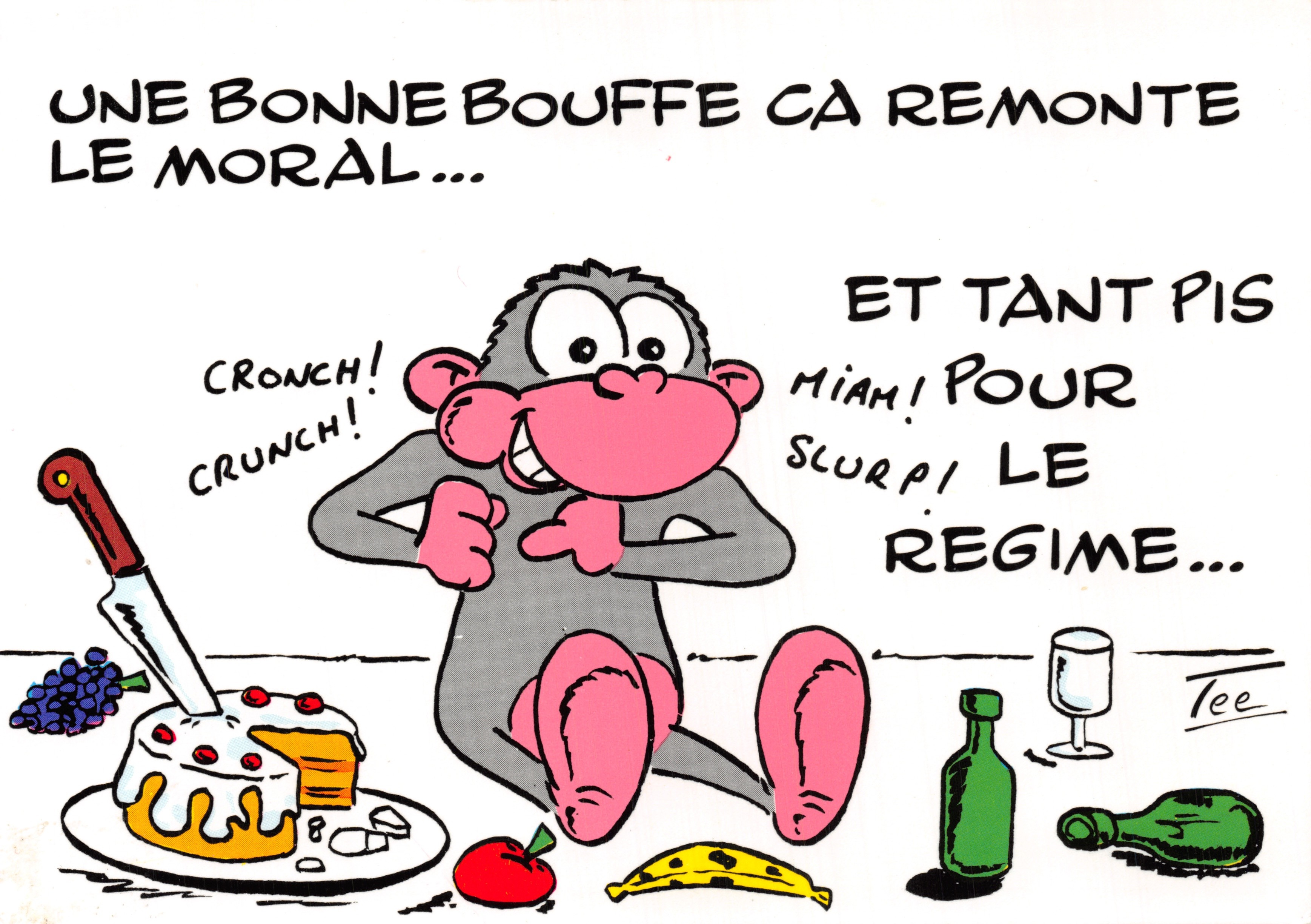 Gourmand monkey — unrestrained meal scene — Thierry Coste, Éditions DALIX