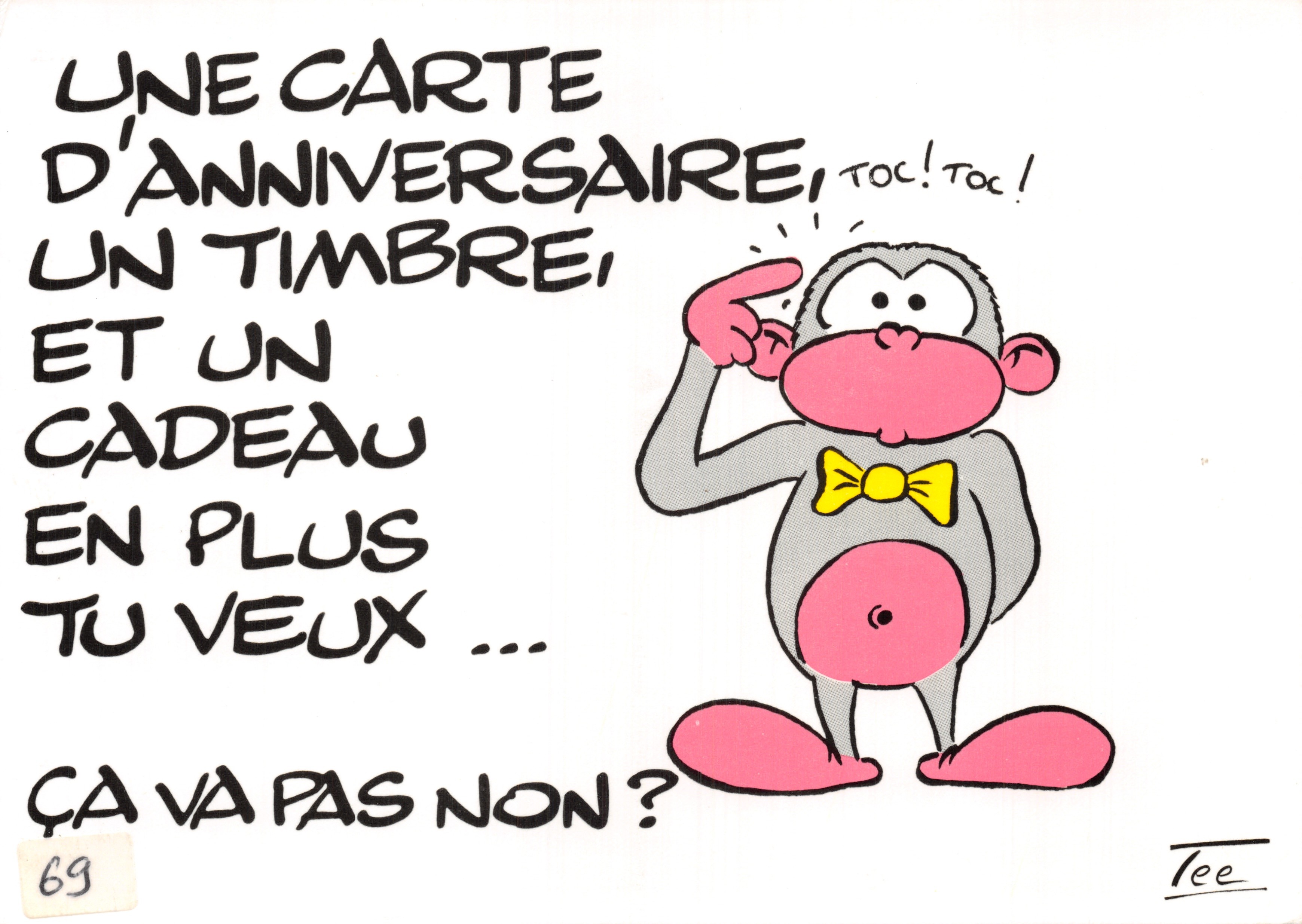 Monkey in costume — humorous birthday card — Thierry Coste, Éditions DALIX