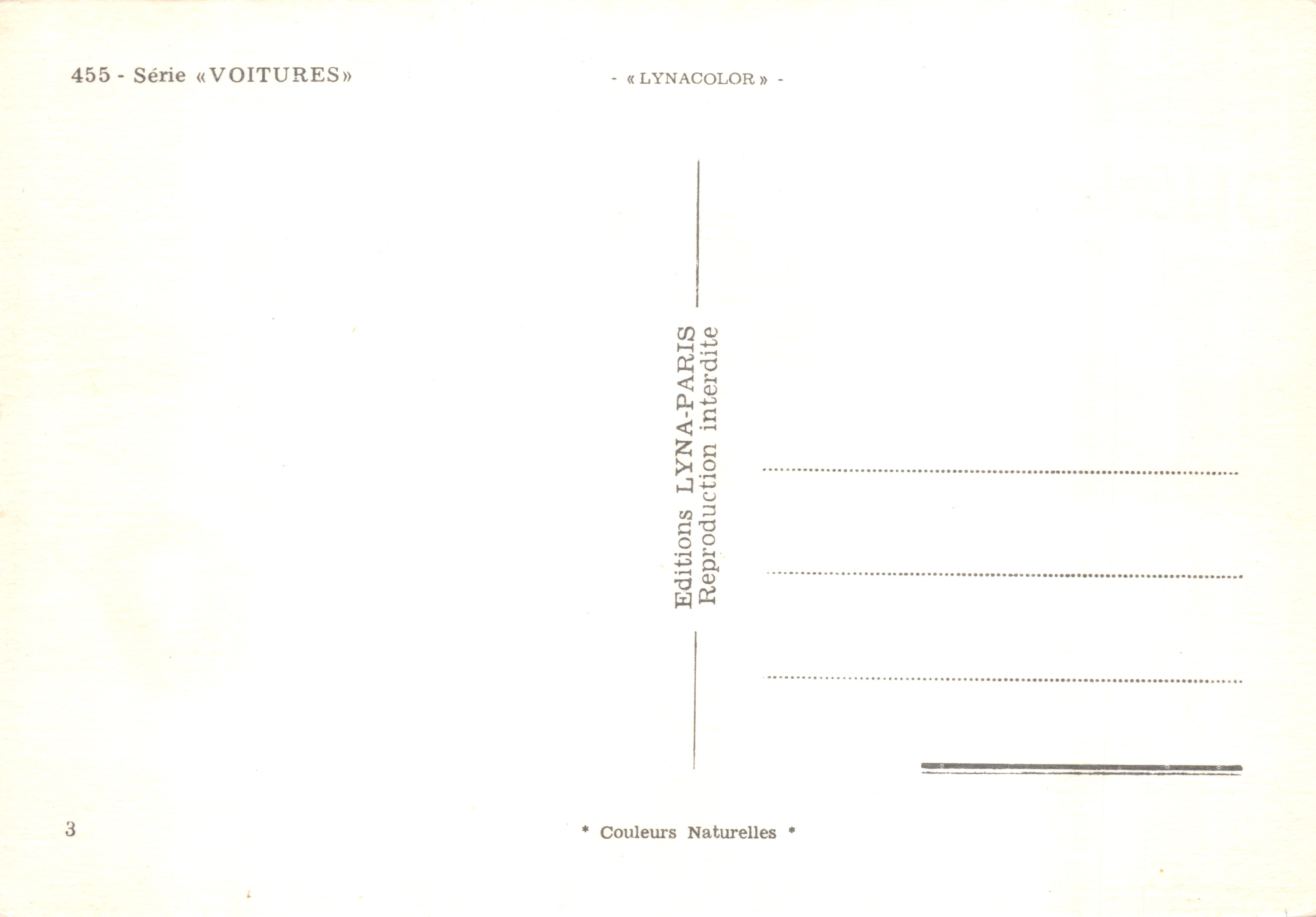 Guidatore e passeggero in una macchina gialla — poliziotto sul tetto — editore Éditions LYNACOLOR, n. 455 — Verso