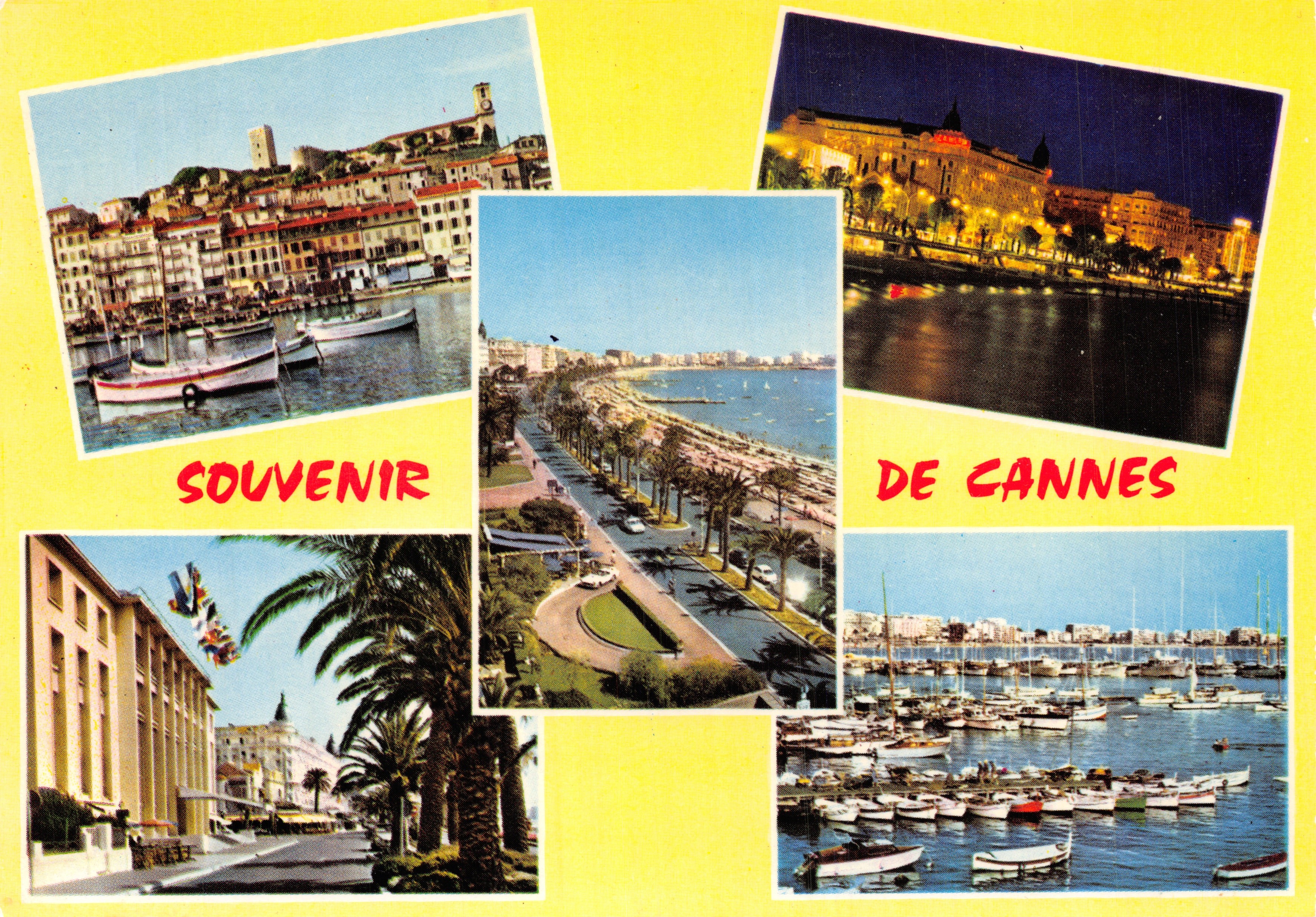 Cannes — vue du port, de la promenade et du centre — Souvenir de Cannes