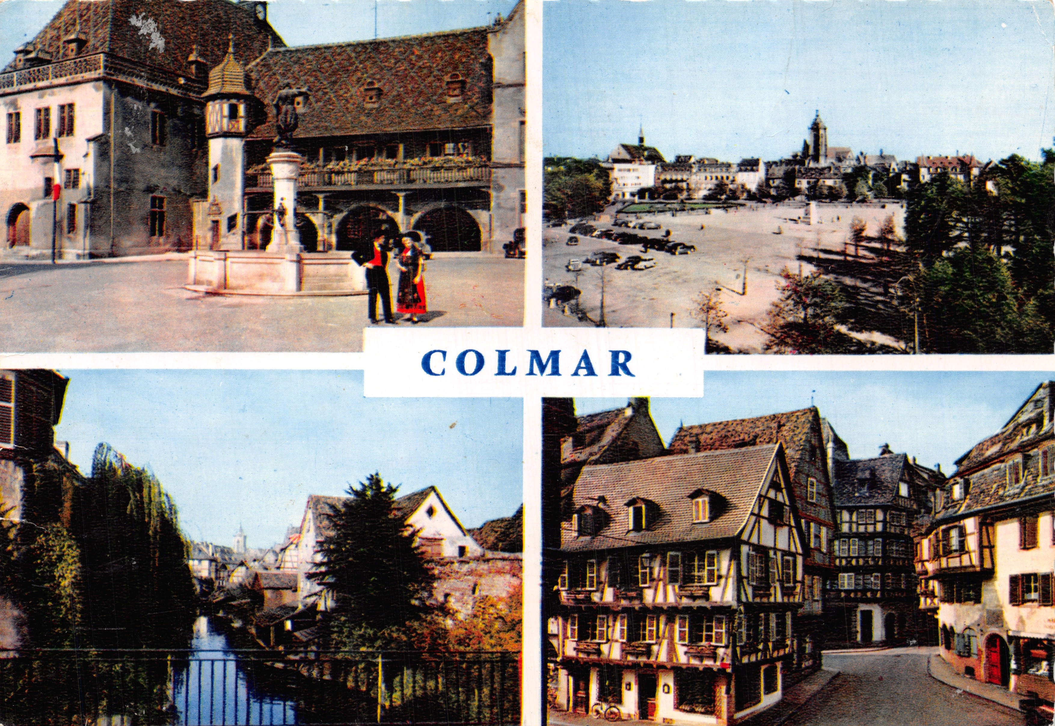 Colmar — vue de la place de la République avec la fontaine, la place du Château, le canal et les maisons à colombages — éditeur 'Souvenir de COLMAR' n° 68.999.63