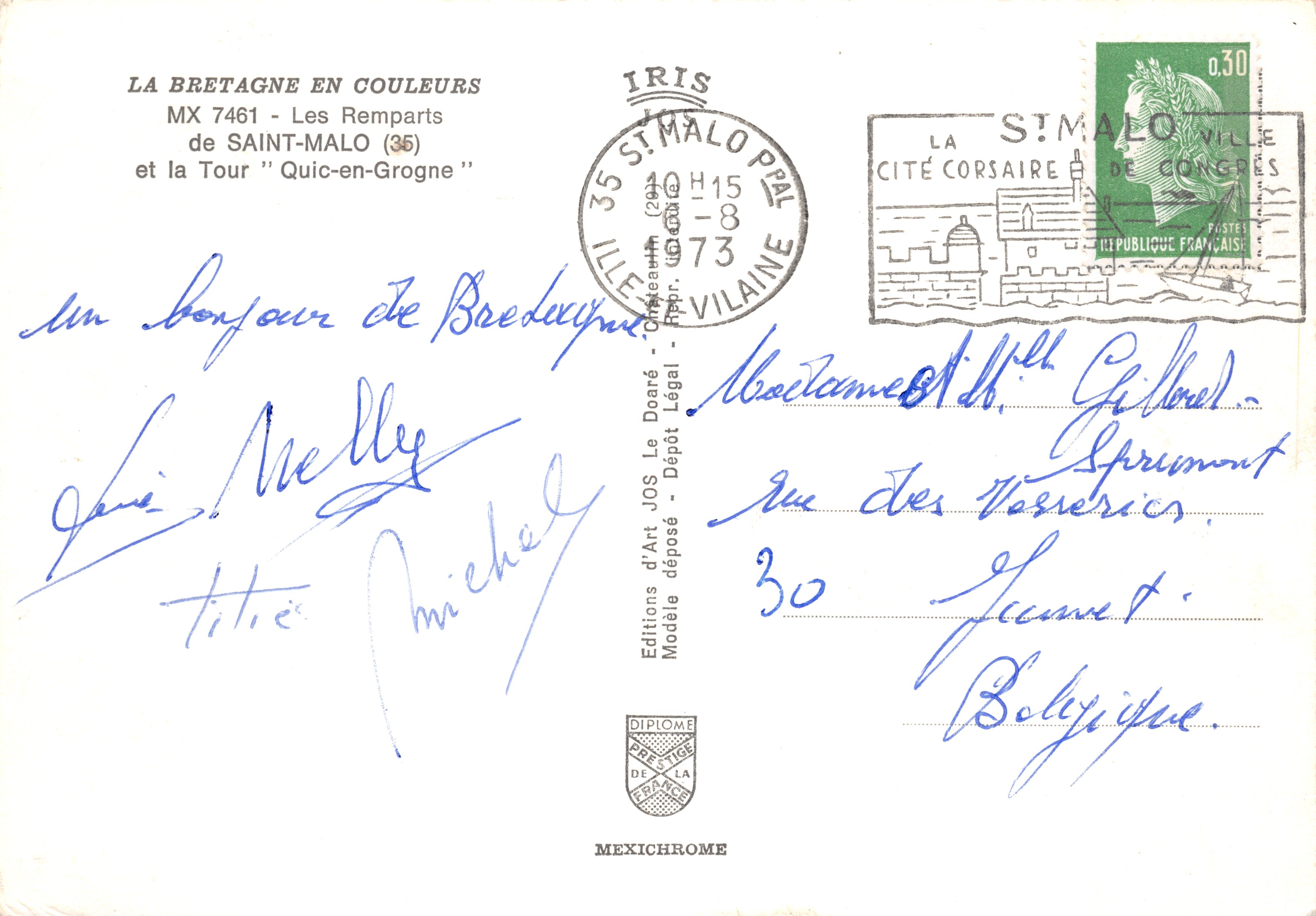 Saint-Malo — Le Mura e la Torre "Quic-en-Grogne" — Editions d'Art Jos d'Art Déposé — Verso