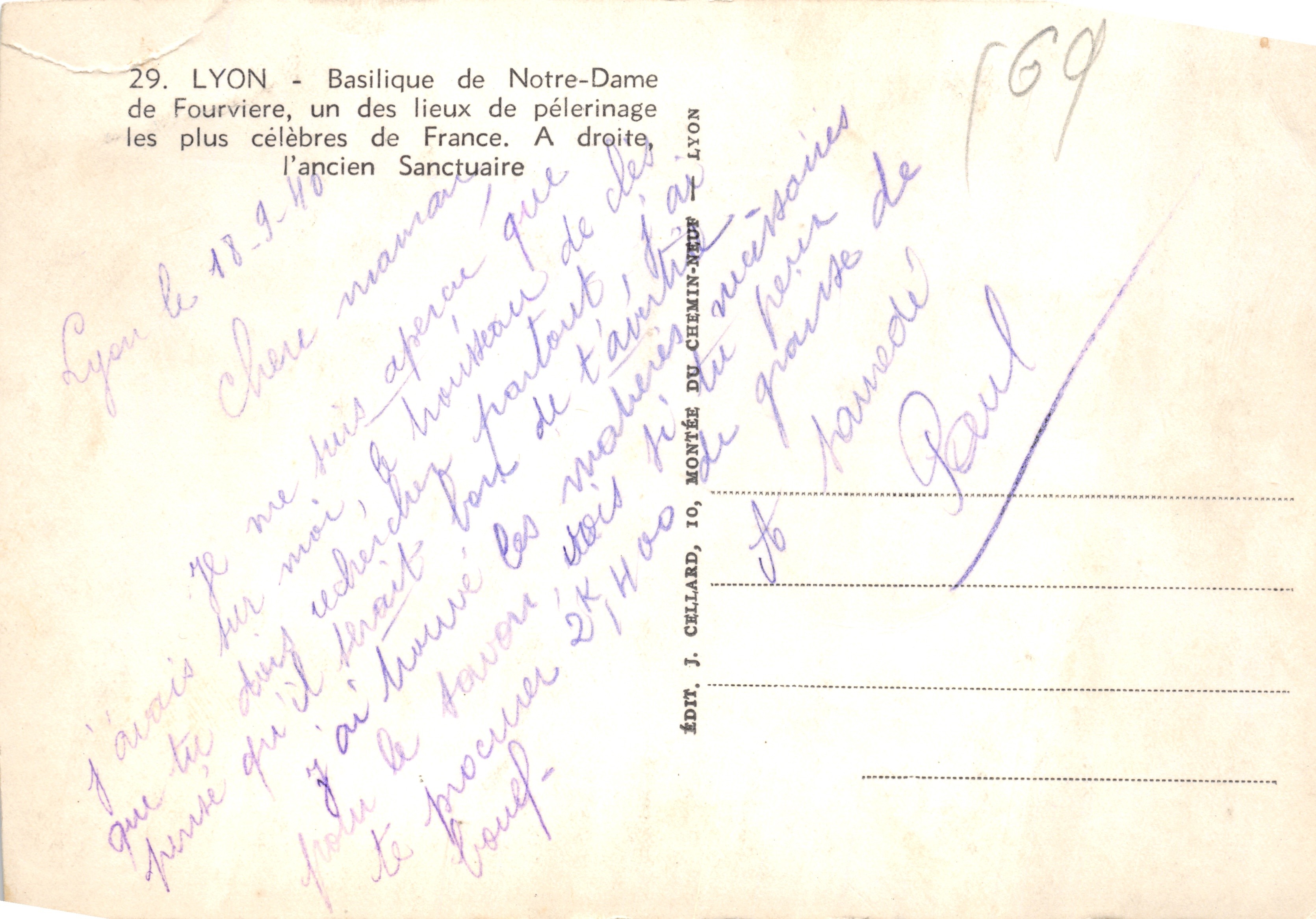 LYON - Basílica de Fourvière — editor J. Cellard, Lyon — Reverso