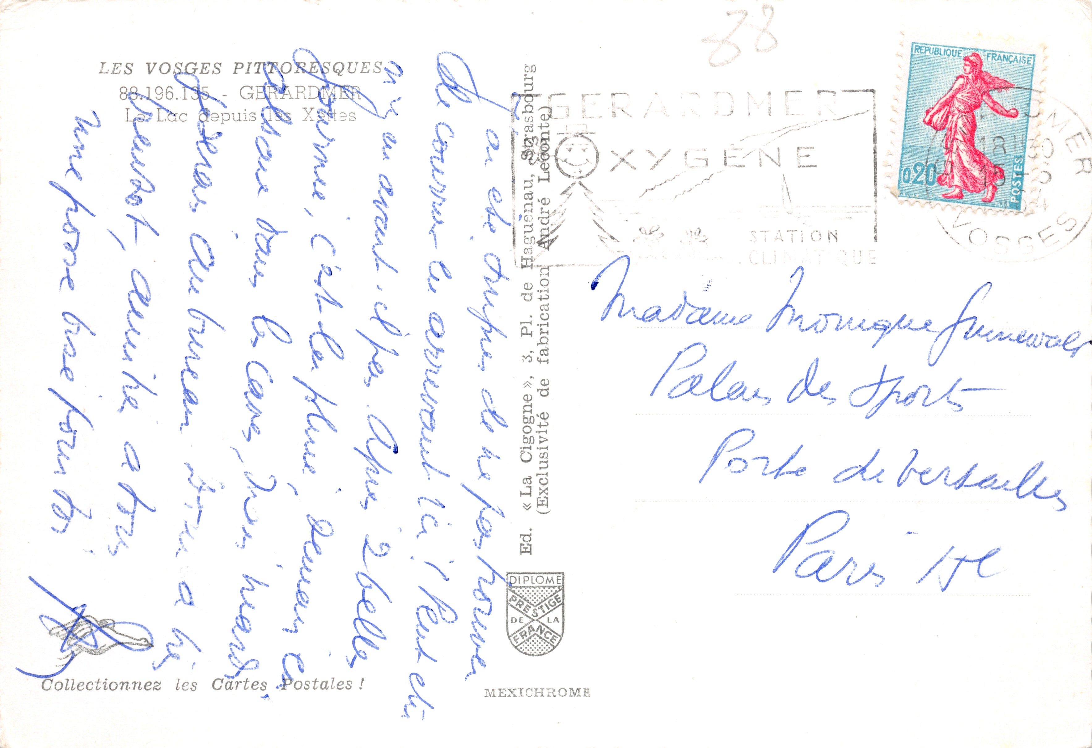 Vue du lac depuis les Vosges — Éditeur IRIS — N° 88.196.135 — Verso