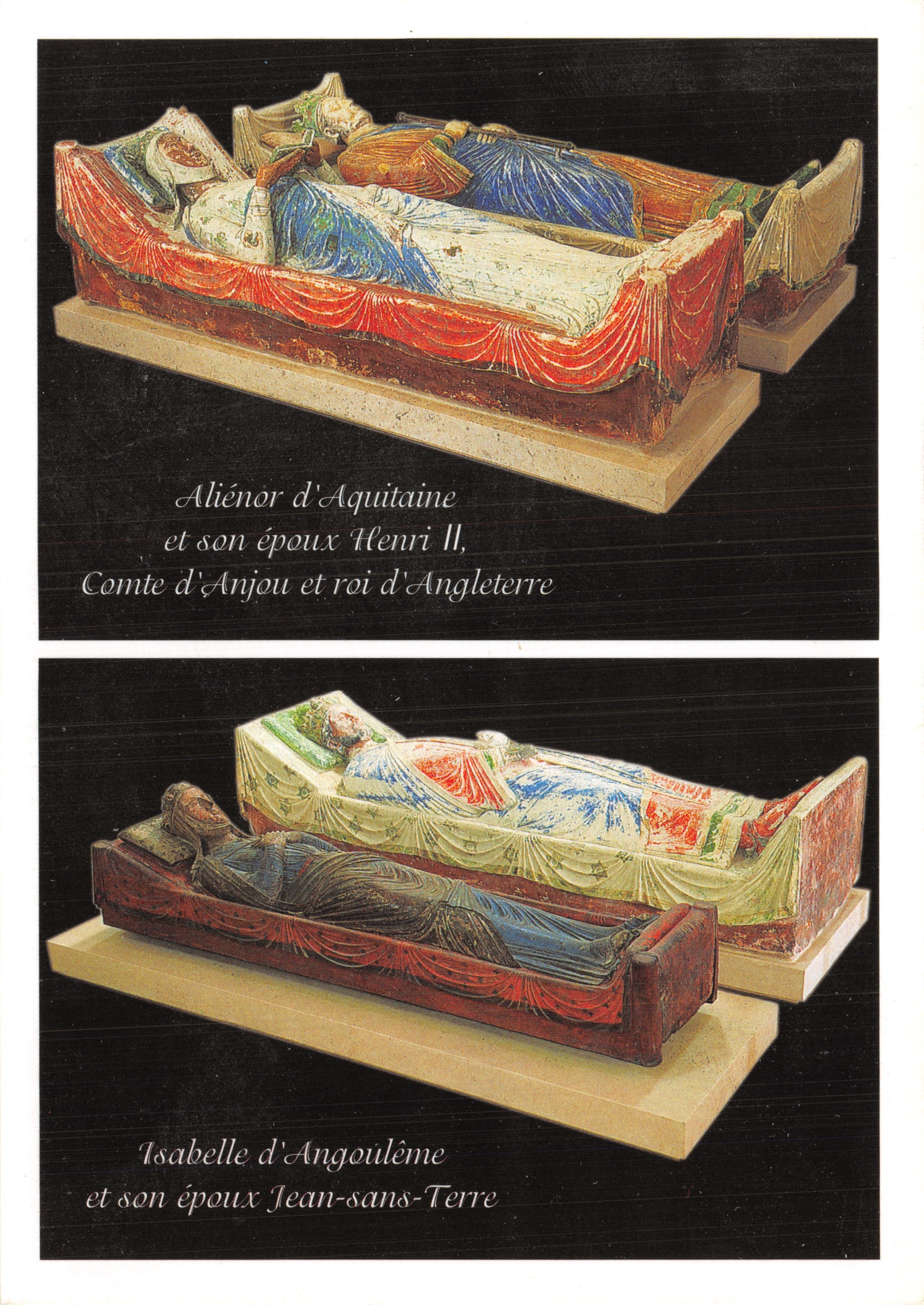 Gisants de l'Abbaye de Fontevraud — Aliénor d'Aquitaine et Henri II, Isabelle d'Angoulême et Jean sans Terre — éditeur COMPA CARTERIE