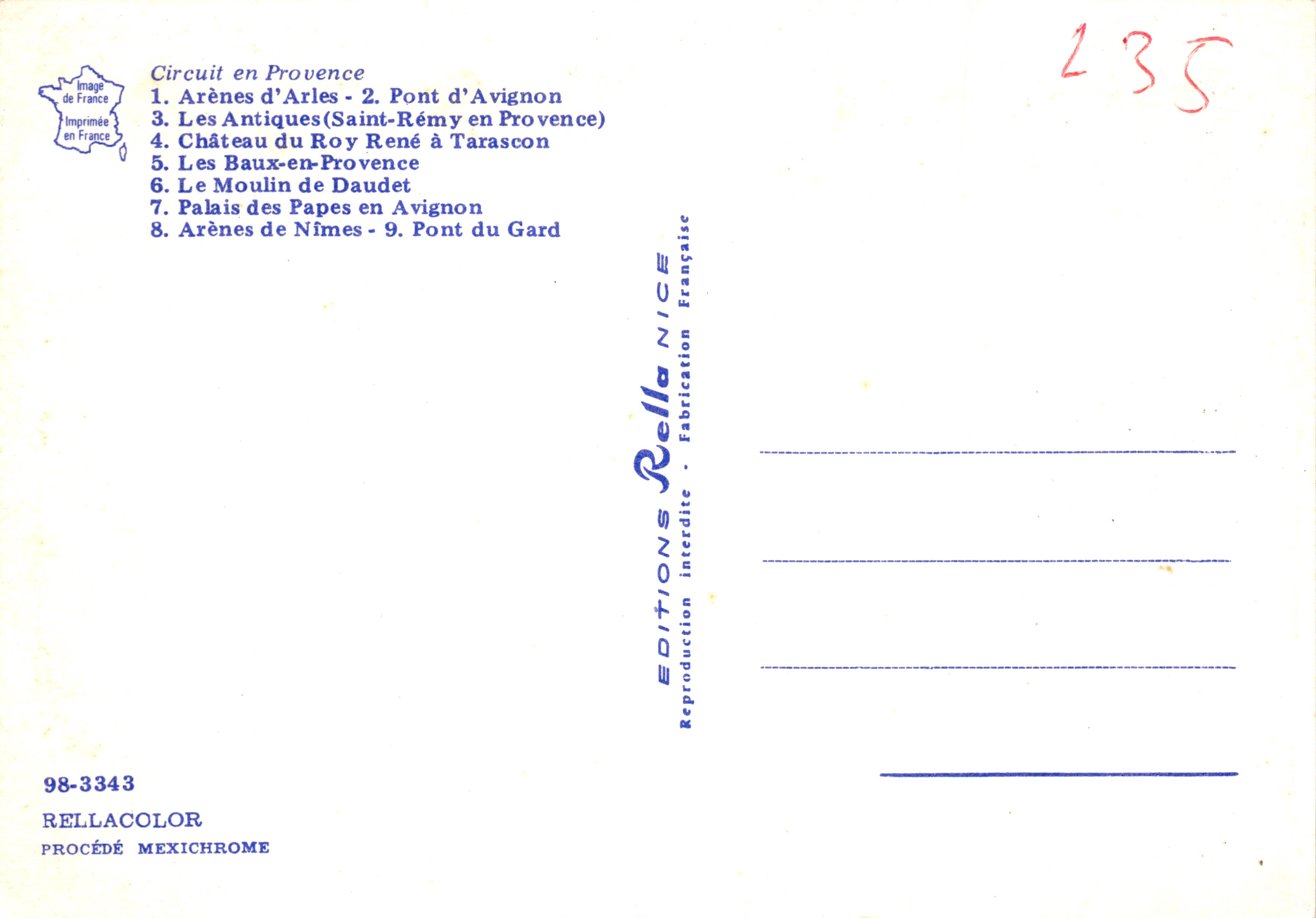 Tour durch die Provence — Collage aus neun historischen Stätten — Éditions Rella NICE — Rückseite