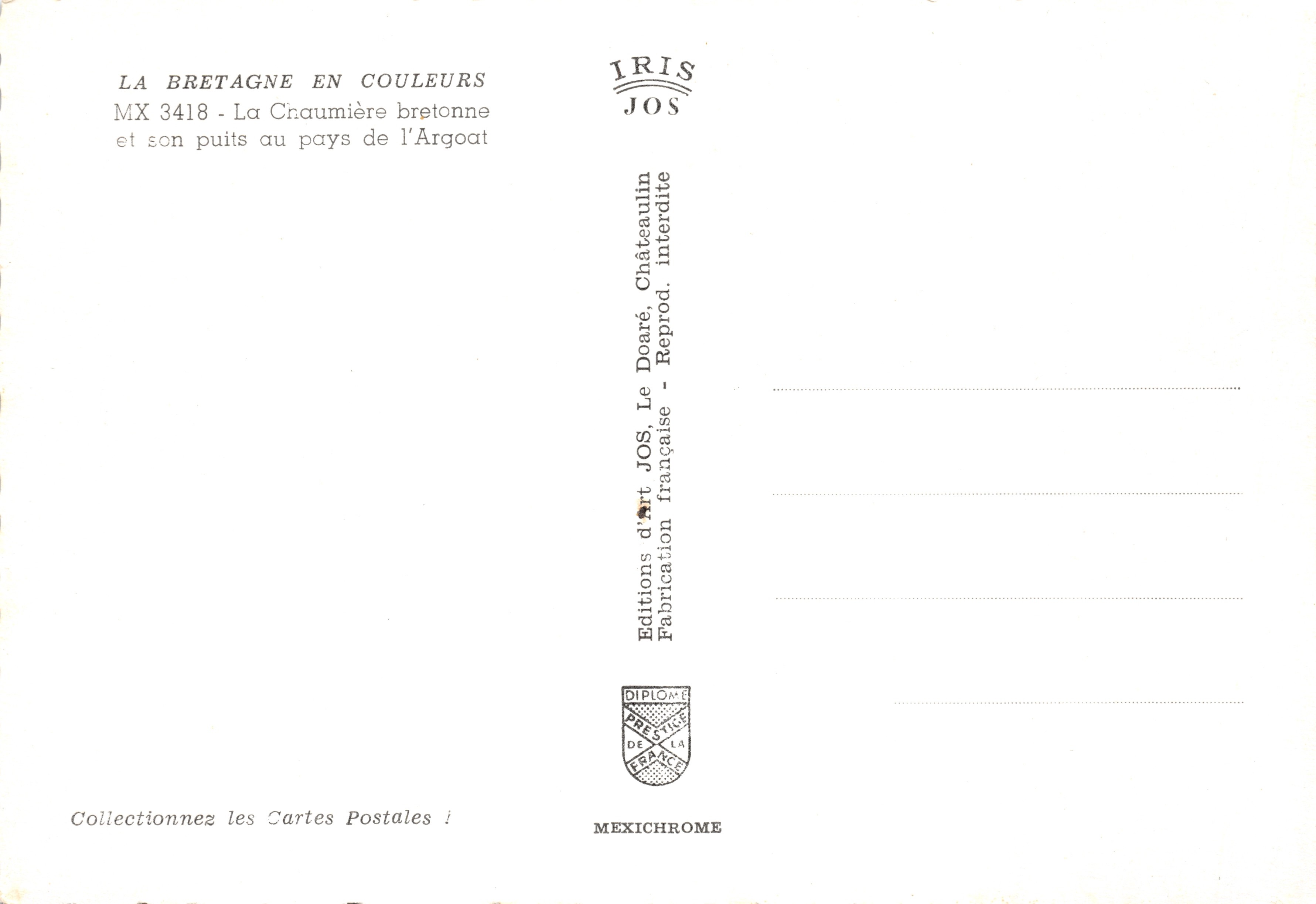 La casetta bretona — casa in pietra con tetto di paglia e pozzo nella regione dell'Argoat — editore IRIS JOS — Verso