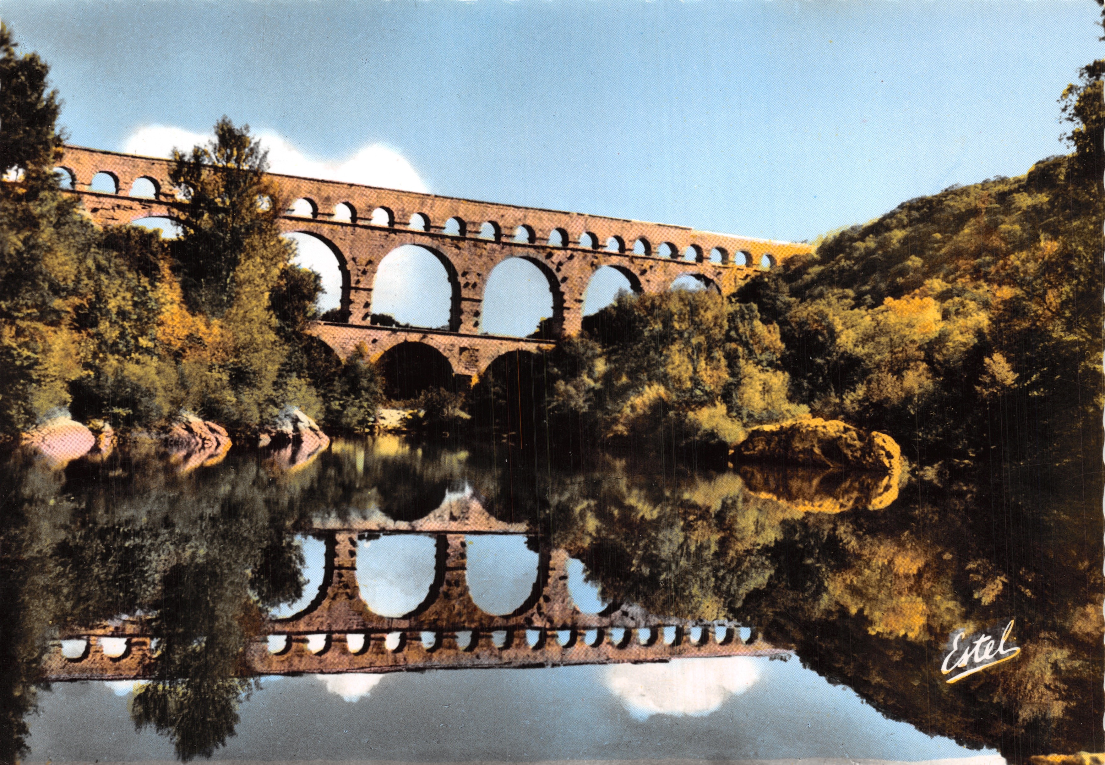 Puente de Gard — acueducto romano sobre el Gard — editor Estel, n.º 4942
