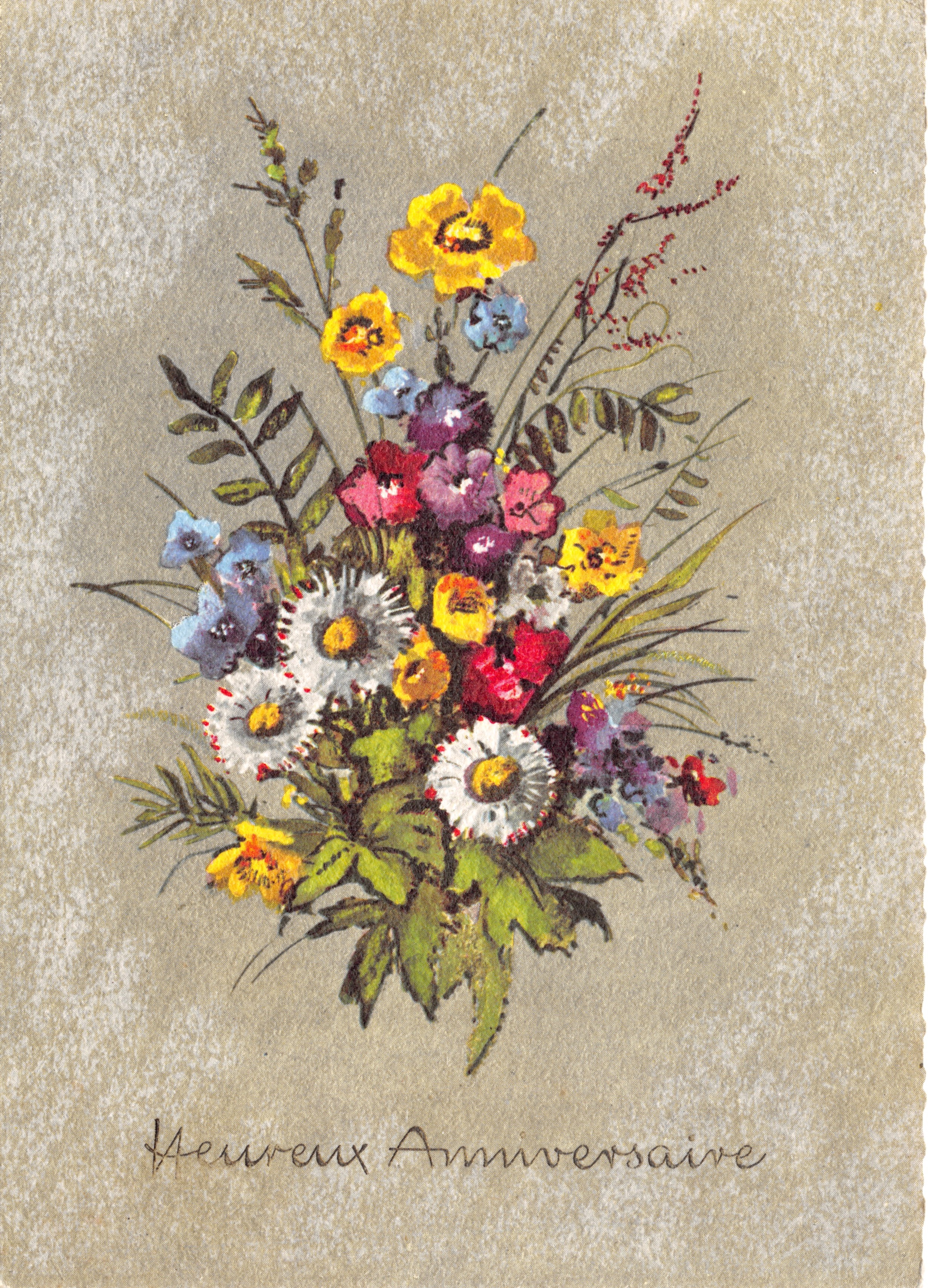 Bouquet de fleurs colorées — illustration — éditeur Laco Aquarell, n° 511