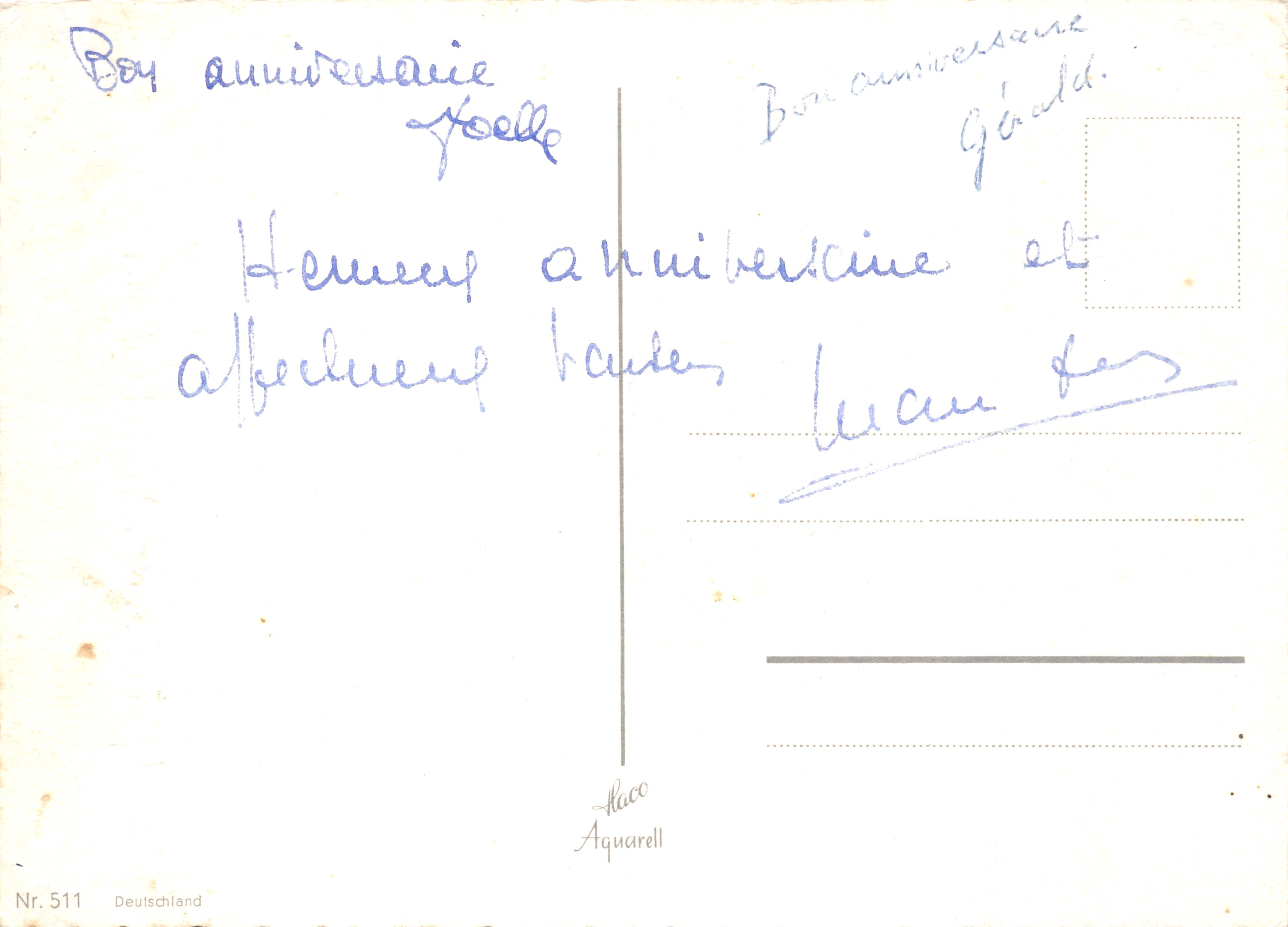 Bouquet de fleurs colorées — illustration — éditeur Laco Aquarell, n° 511 — Verso