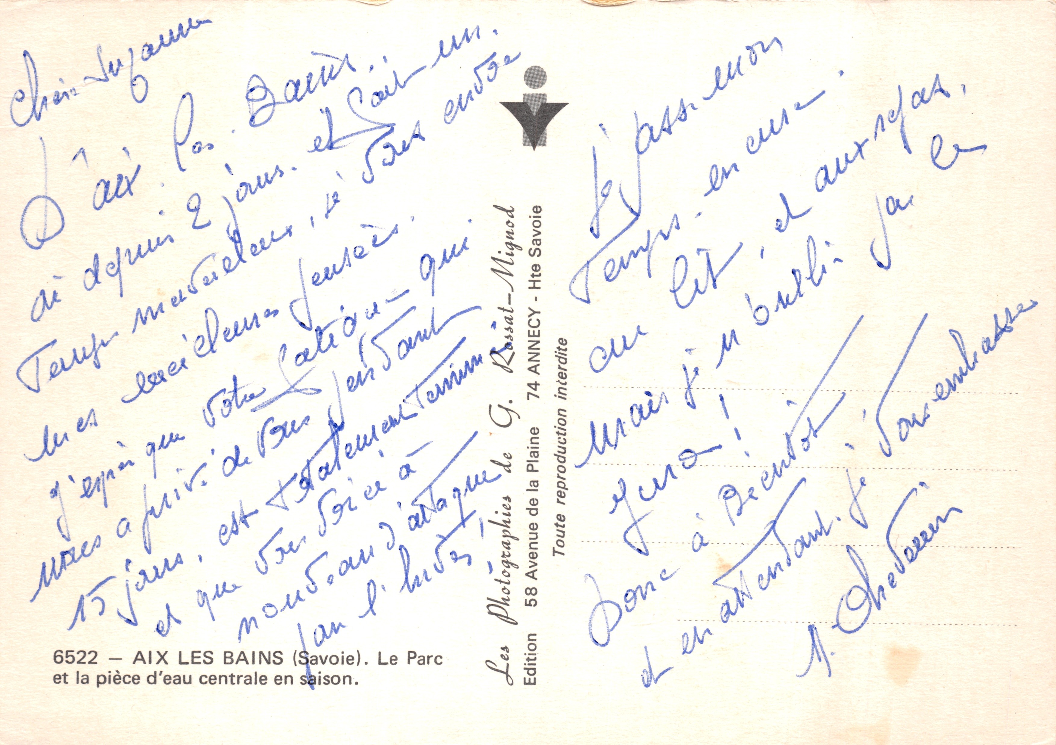 Aix-les-Bains — Het Park en het Centrale Wateroppervlak in de Sfeer — De Fotografieën van G. Russal-Mignon — Achterkant