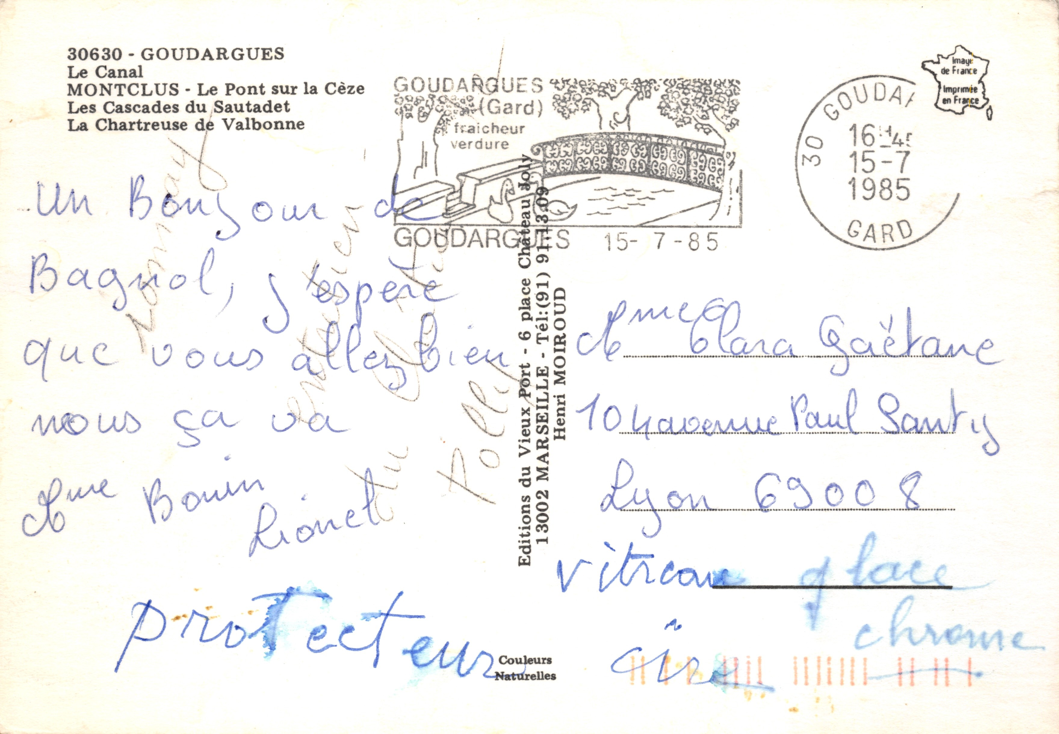 Goudargues — Le Canal, Le Pont sur la Cèze, Les Cascades du Sautadet, La Chartreuse de Valbonne — Éditions du Vieux Port — Verso